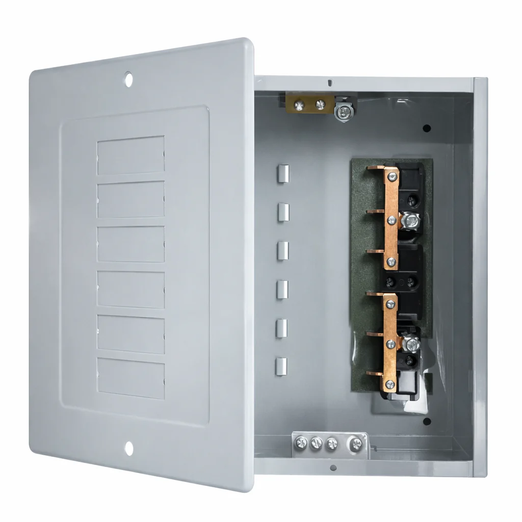 Centro De Carga Panel Eléctrico Económico Empotrable 6 Circuitos De Acero 100A – Compatible Breakers GE THQL Y THQM