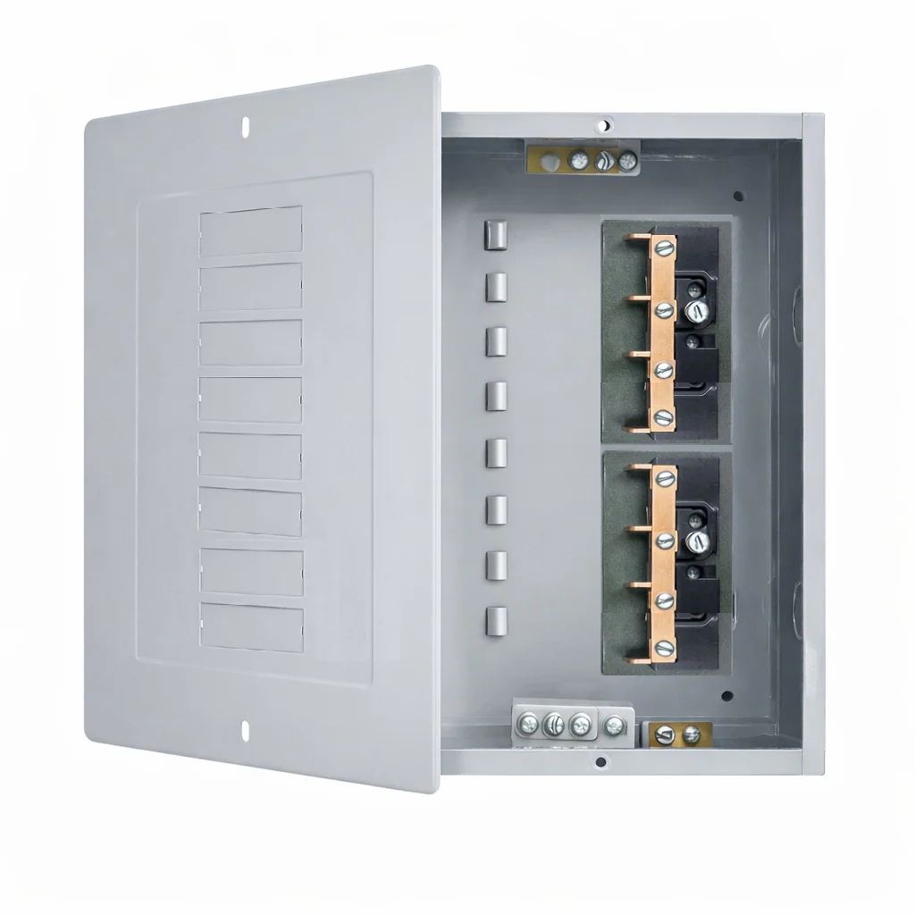 Centro De Carga Panel Eléctrico Económico Empotrable 8 Circuitos De Acero 100A – Compatible Breakers GE THQL Y THQM
