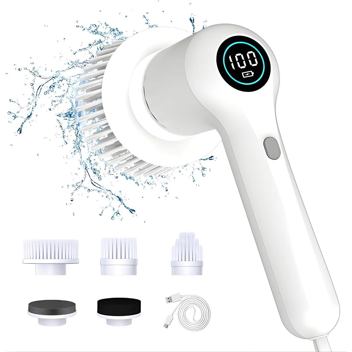 Cepillo Eléctrico De Limpieza Con Pantalla Digital. Limpiador Eléctrico Con 5 Cabezales Intercambiables. Resistencia Al Agua IPX7. - Image 4