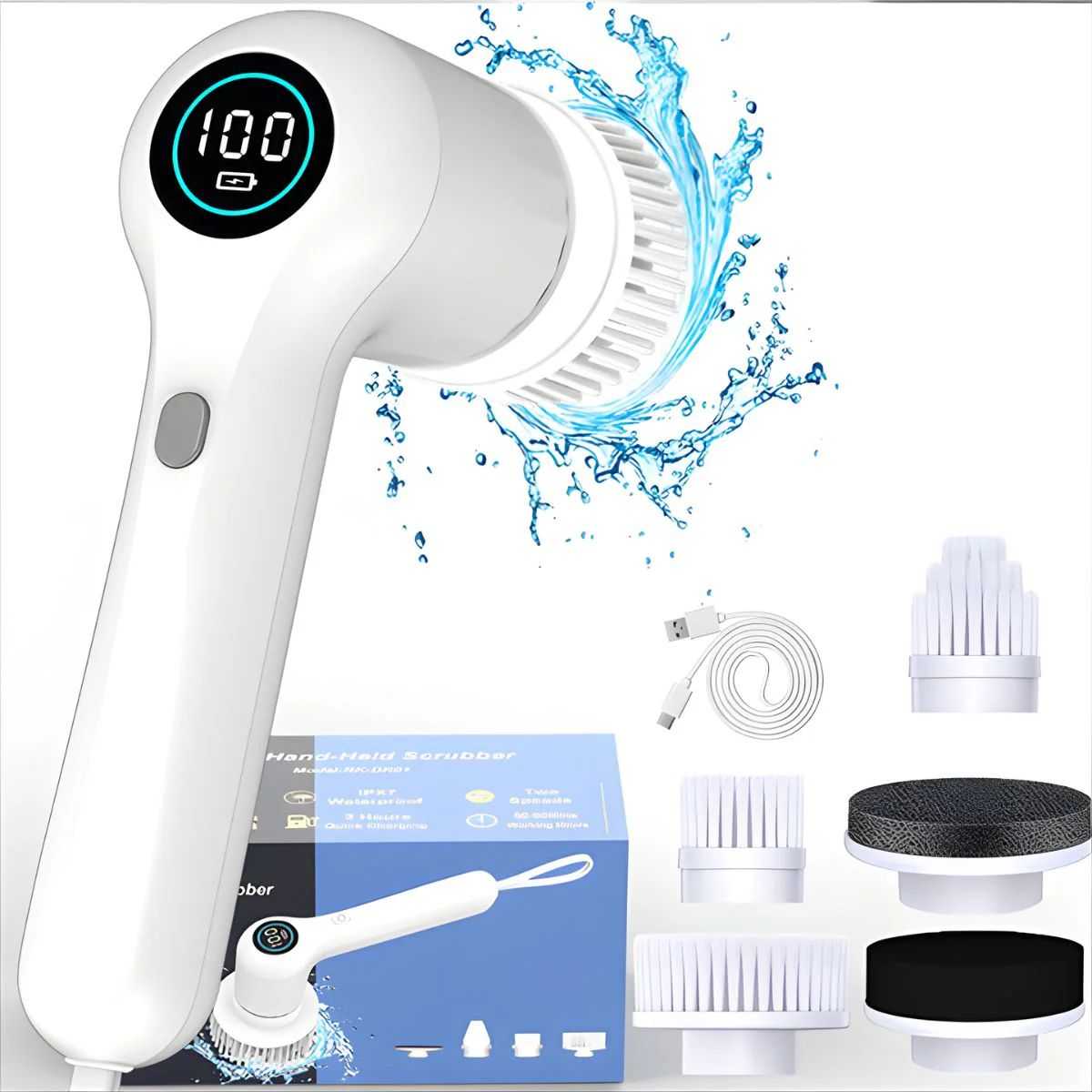 Cepillo Eléctrico De Limpieza Con Pantalla Digital. Limpiador Eléctrico Con 5 Cabezales Intercambiables. Resistencia Al Agua IPX7. - Image 5