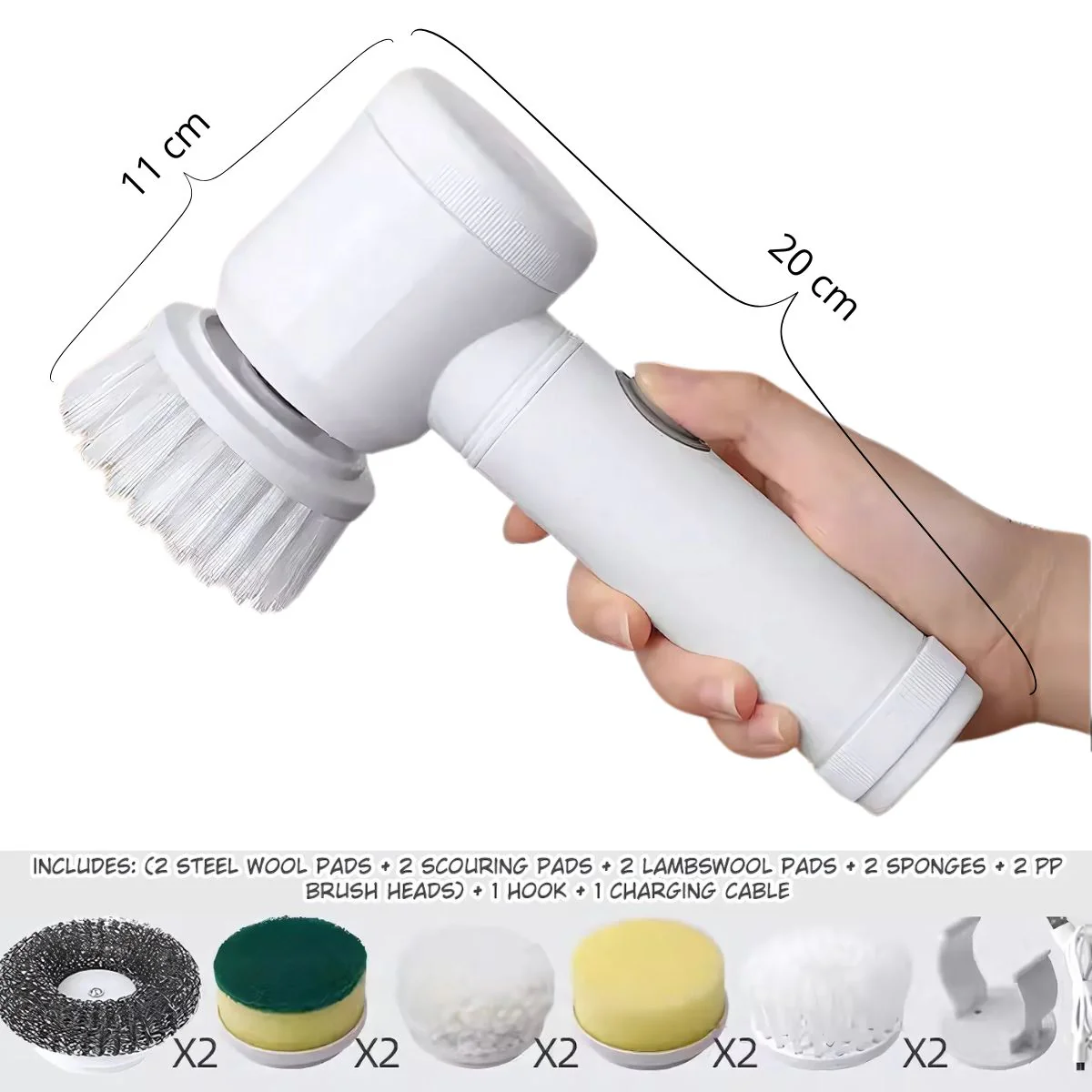 Cepillo Eléctrico Inalámbrico. Limpiador Giratorio. Cepillo De Limpieza Con Resistencia Al Agua. Incluye Accesorios. - Image 4