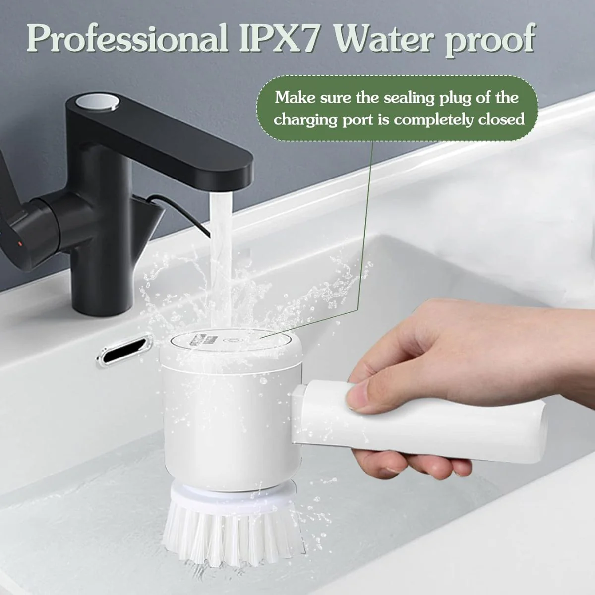 Cepillo Giratorio Eléctrico Inalámbrico. Limpiador A Batería Con  Resistencia Al Agua IPX7. Incluye Accesorios. - Image 3