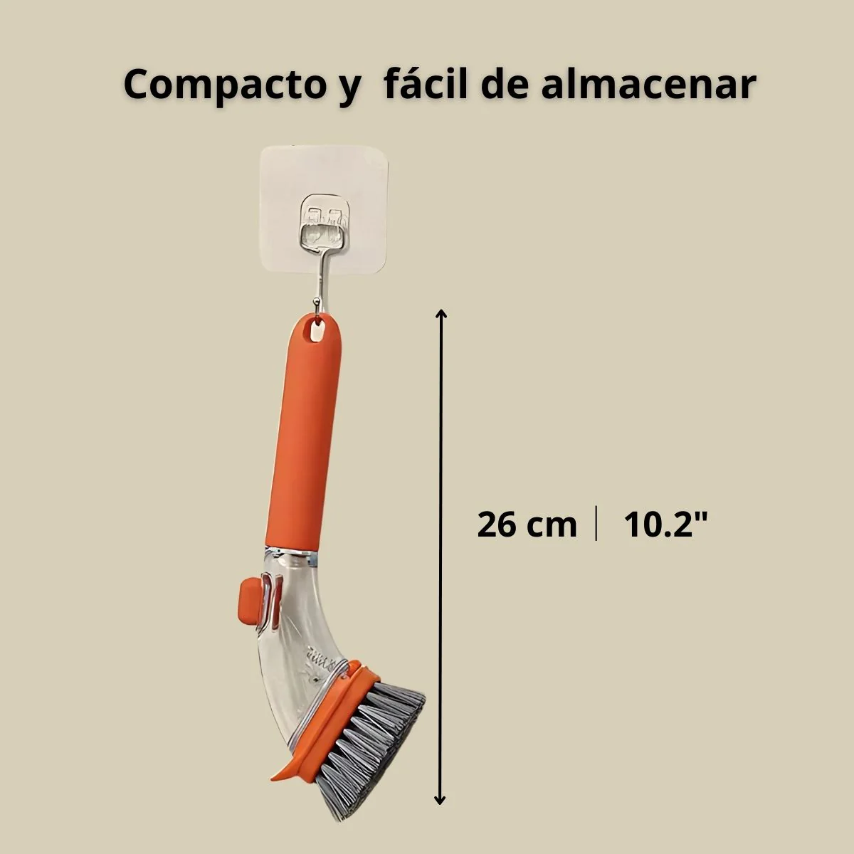 Cepillo Multifuncional De Limpieza Con Dispensador De Jabón. Ideal Para El Aseo De Cocinas Y Baños. Color Naranja. - Image 3