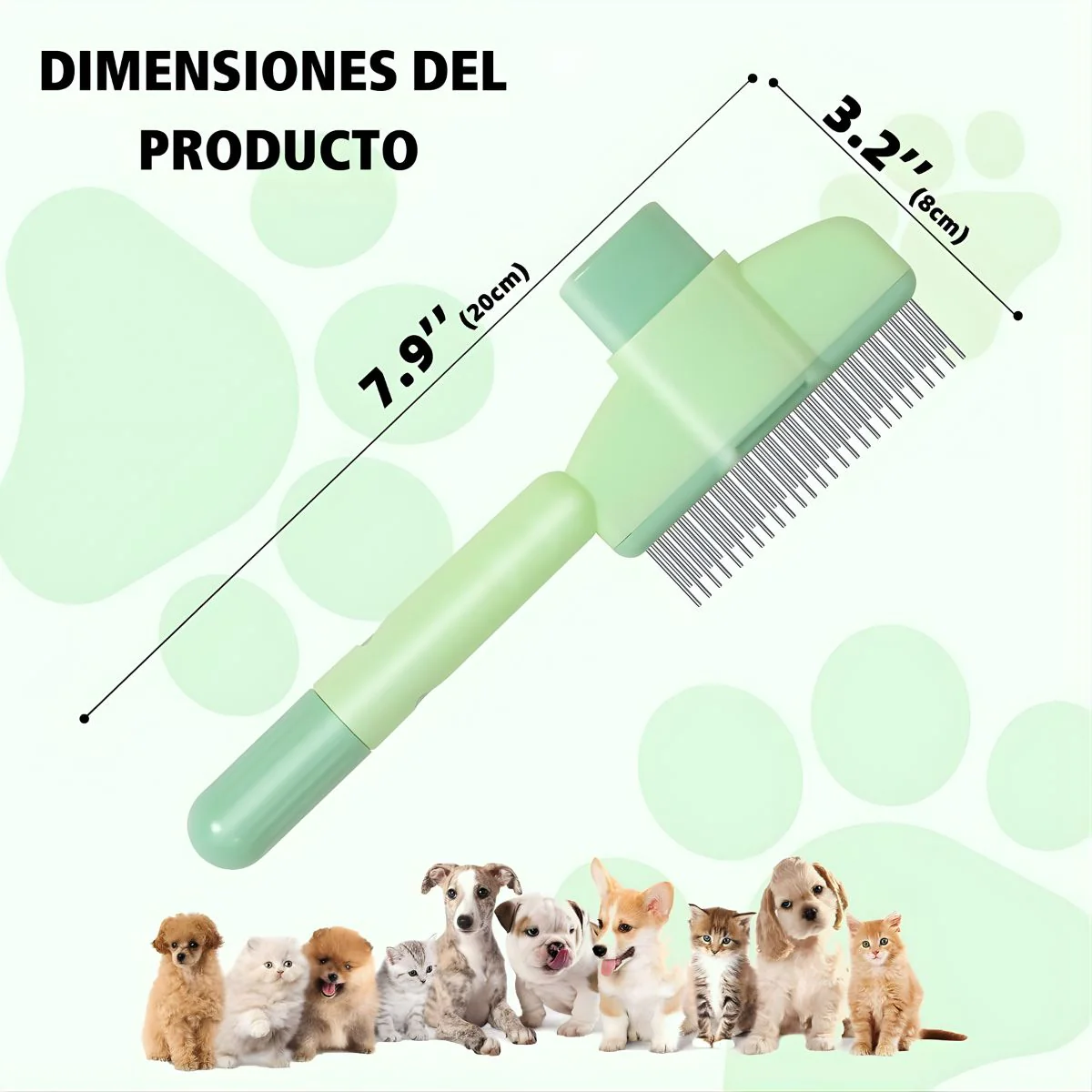 Cepillo Removedor De Pelo Para Mascotas. Peine Con Agujas Mejoradas Para Perros Y Gatos. Desenredante Y Masajeador 20X8x2cm. - Image 4