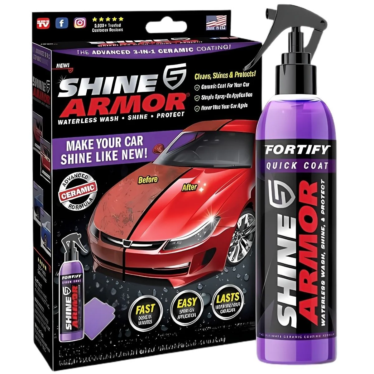 Cera Líquida Para Autos. Detallador Nano Cerámica Hidrofóbica. Limpiador Repele Agua Ideal Para Detailing Y Lavado En Seco Para Vehículos (237Ml)