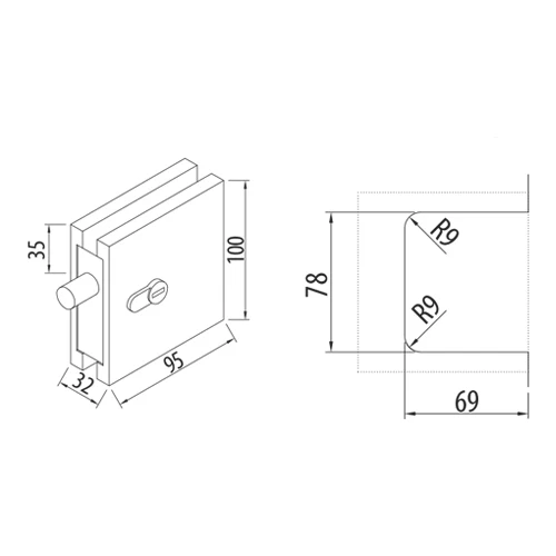 Cerradura Cuadrada Tapa De Acero 304, Cuerpo De Aleacion ZAMAC. Acabado Satinado. - Image 8