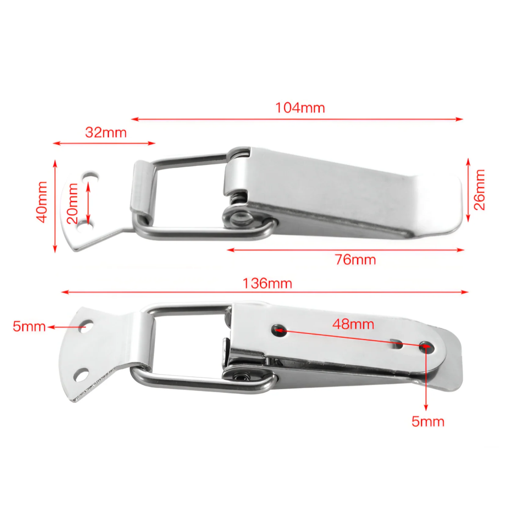 Cerradura De Palanca Con Resorte. Largo 136Mm, Ancho 40Mm Acero Inox (1 Und). - Image 2