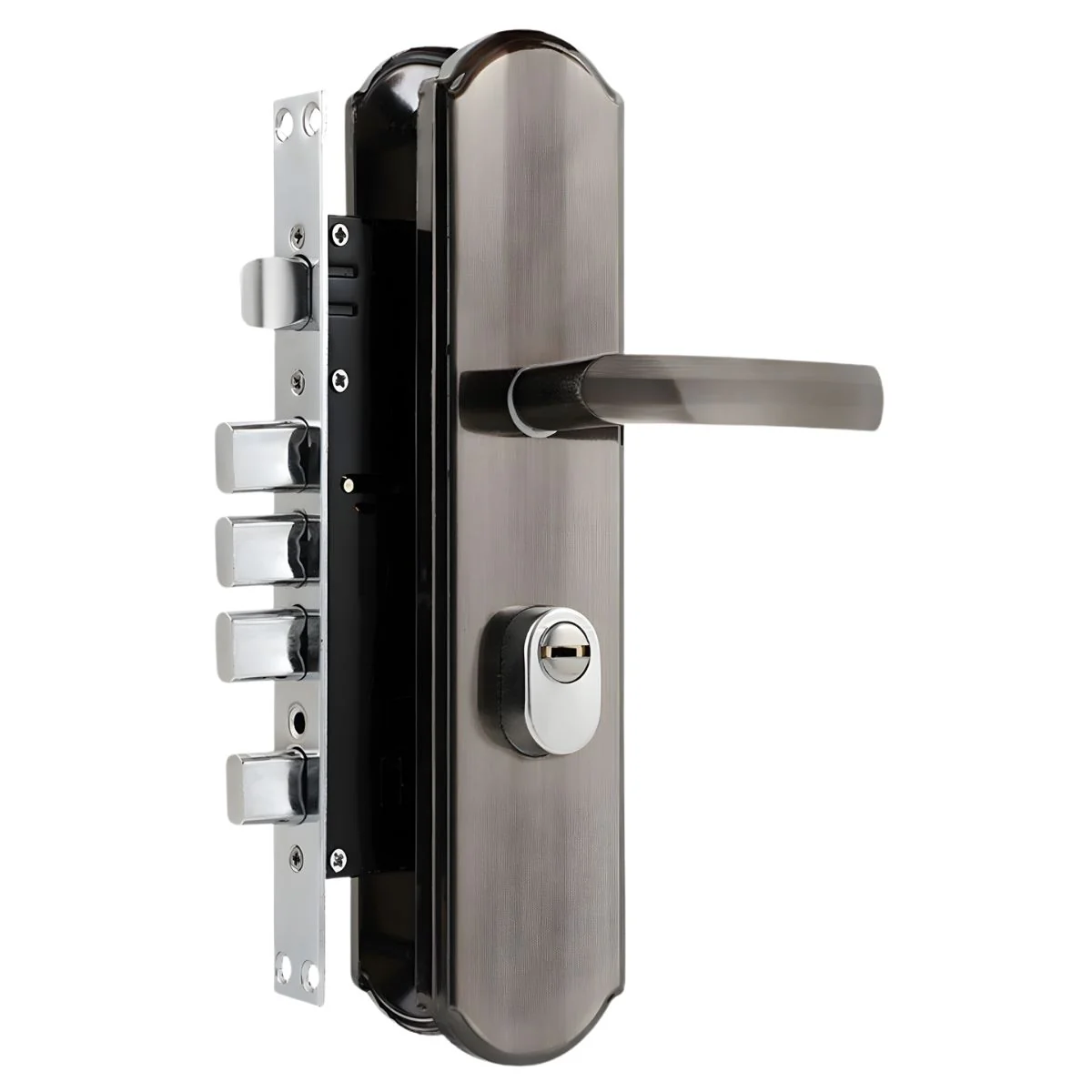 Cerradura De Seguridad Embutida Para Puertas De 45 A 55Mm. Con Cilindro De Acero Inoxidable. Incluye 7 Llaves Doble Apertura.