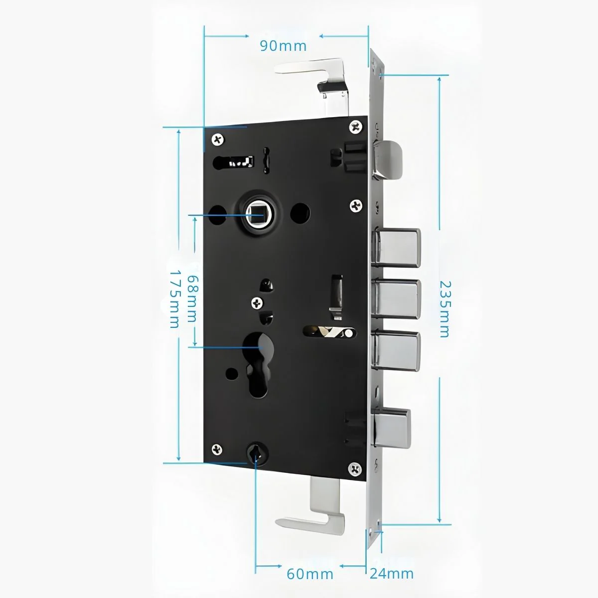 Cerradura De Seguridad Embutida Para Puertas De 45 A 55Mm. Con Cilindro De Acero Inoxidable. Incluye 7 Llaves Doble Apertura. - Image 3