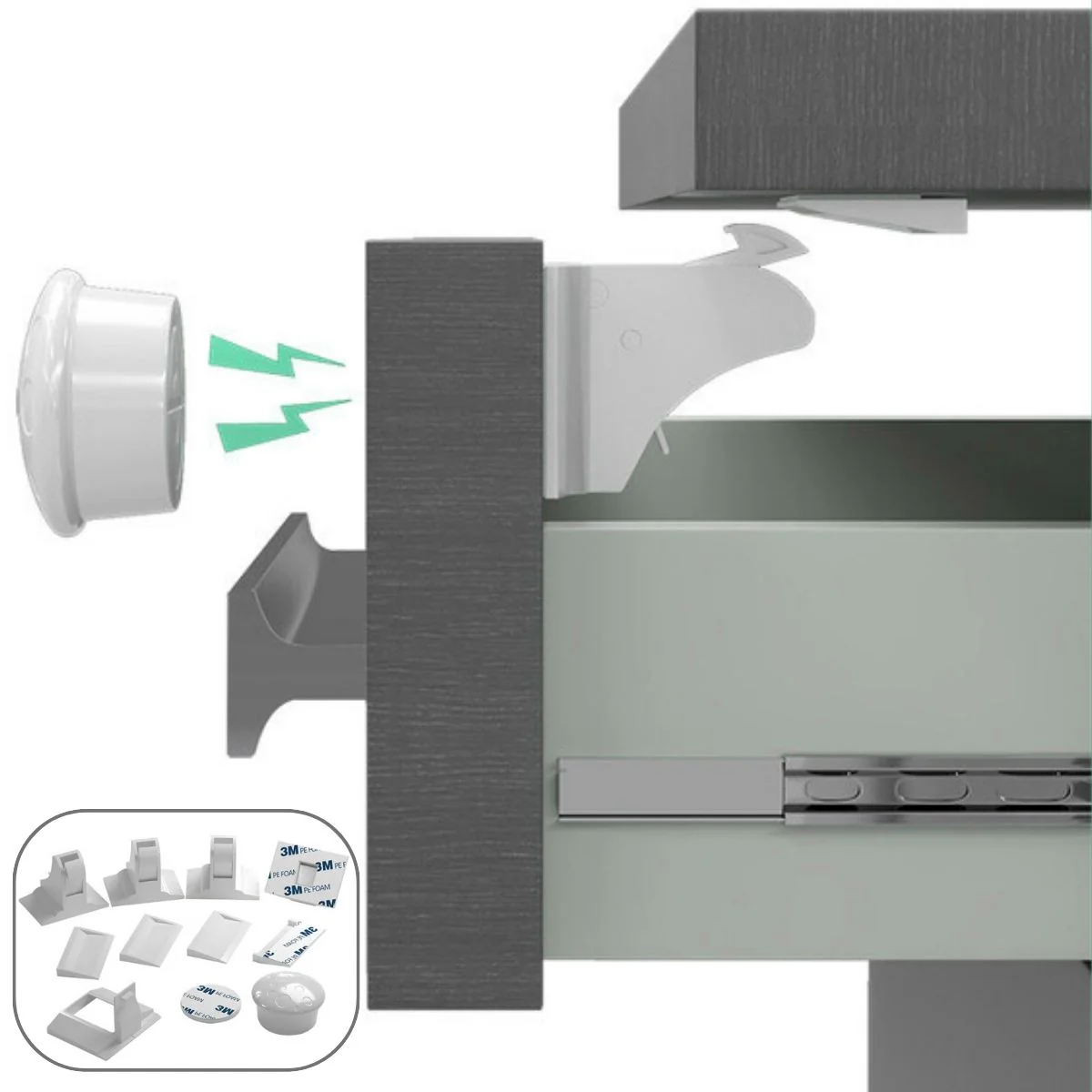 Cerradura De Seguridad Magnética Invisible Para Muebles Y Gabinetes. Protección De Niños (Set De 4 Cerraduras).