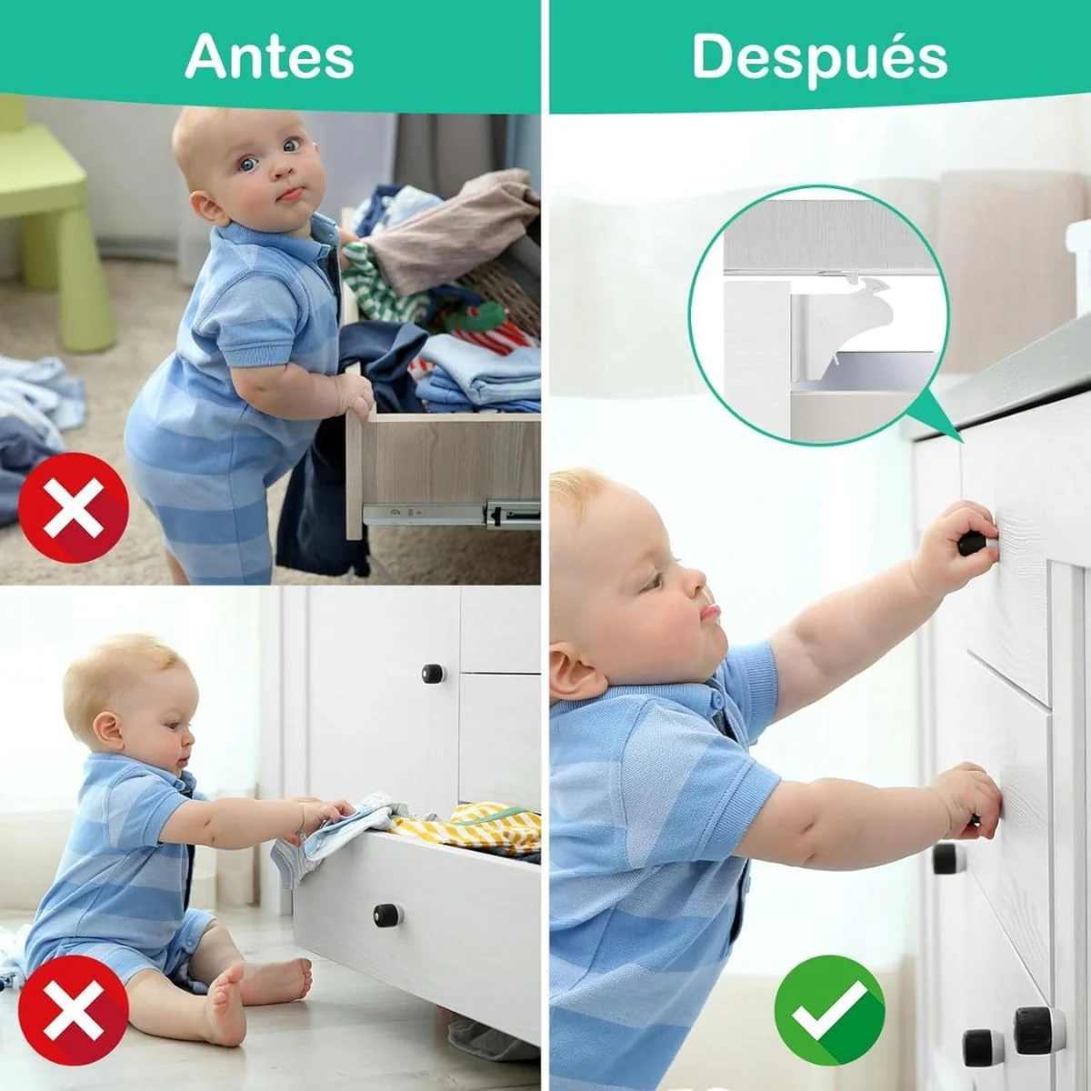 Cerradura De Seguridad Magnética Invisible Para Muebles Y Gabinetes. Protección De Niños (Set De 4 Cerraduras). - Image 3