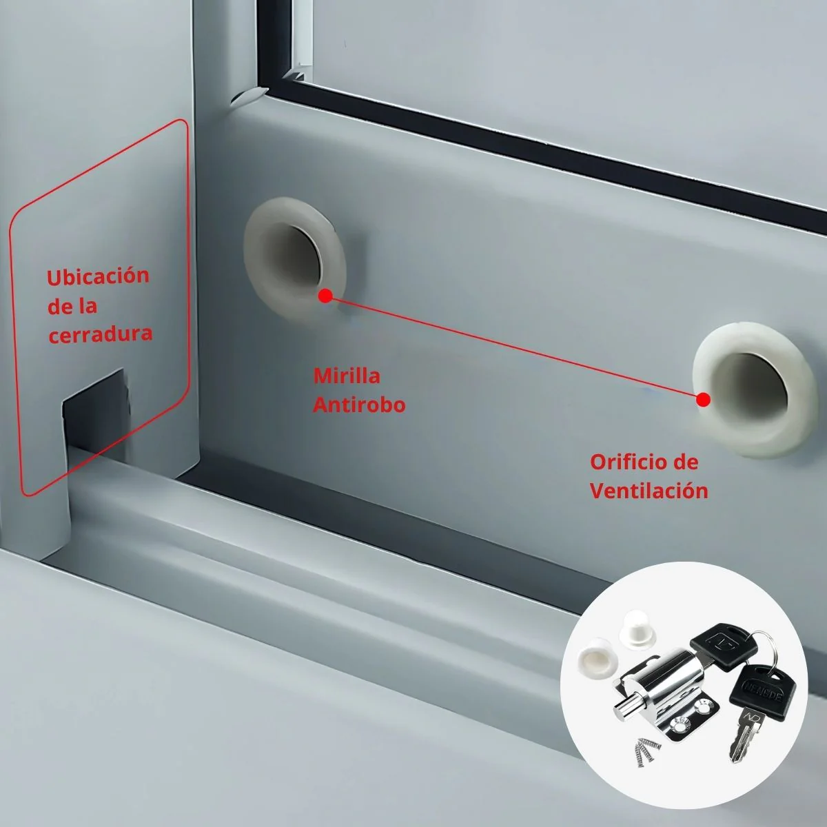 Cerradura De Seguridad Para Ventanas Corredizas Con Llave. Cerrojo Para Protección Infantil Y Antirrobo - Image 3