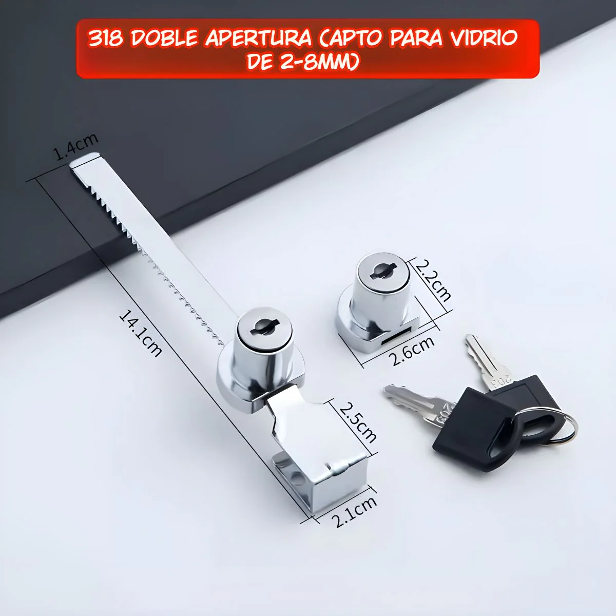 Cerradura Doble Para Puertas De Vidrio 2-8Mm. Seguro Antirrobo Con Llave Maestra Para Exhibidor, Vitrina O Congelador. - Image 5