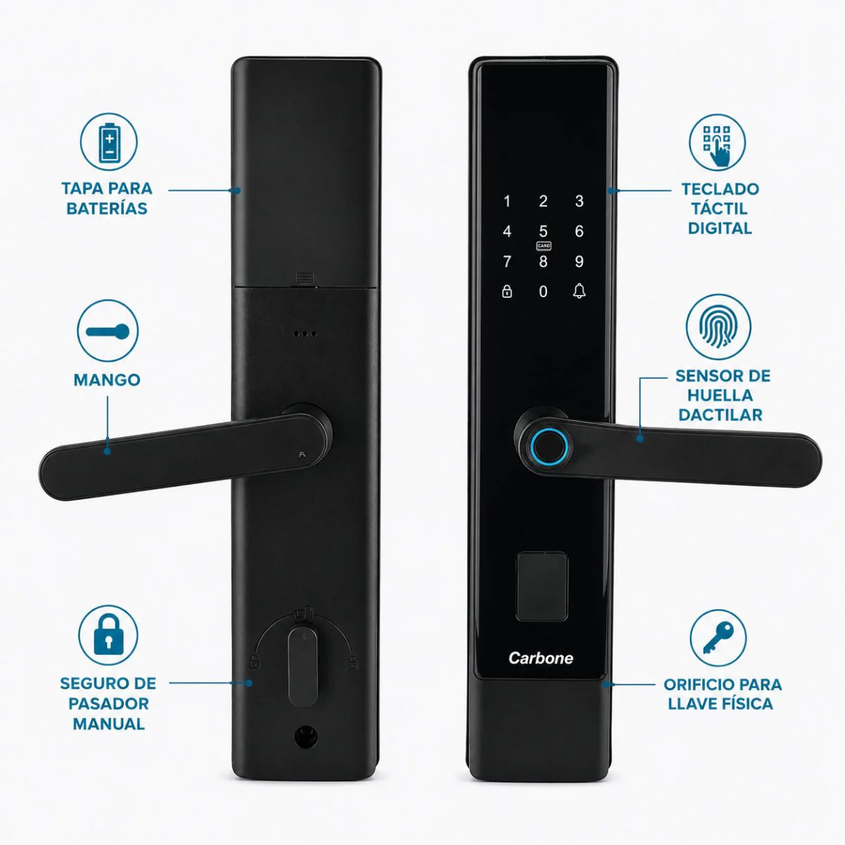 Cerradura Inteligente Digital Cerrojo Smart Lock 5 En 1 Llave Huella Contraseña App Fácil De Instalar - Image 3