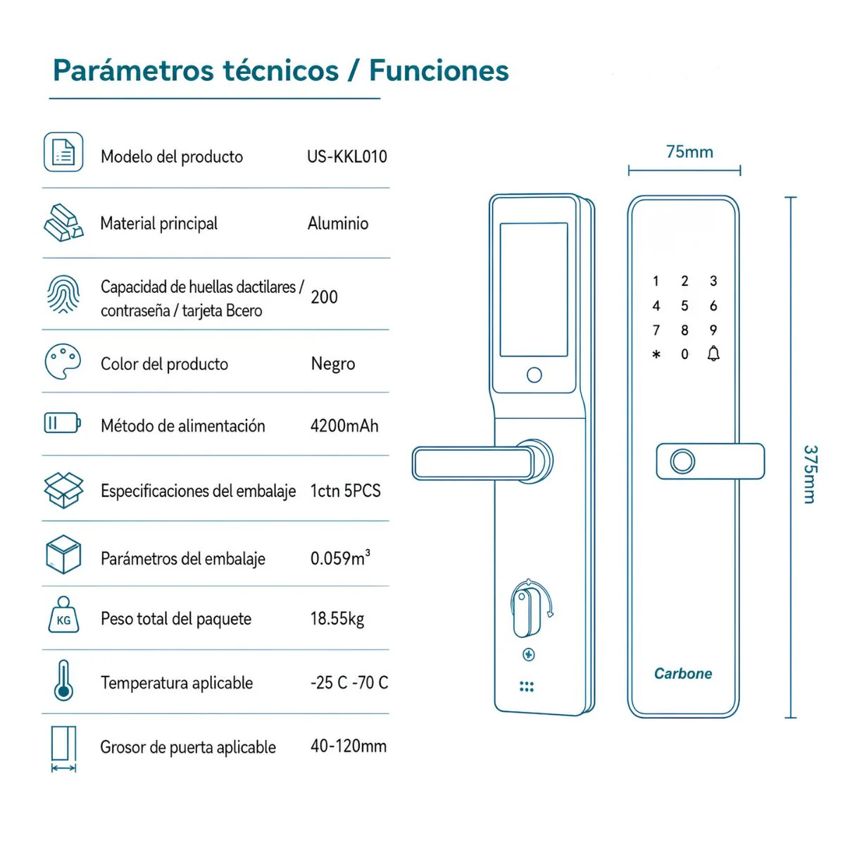 Cerradura Inteligente Digital Cerrojo Smart Lock 6 En 1 Llave Huella Contraseña Bluetooth Camara App Fácil De Instalar - Image 4