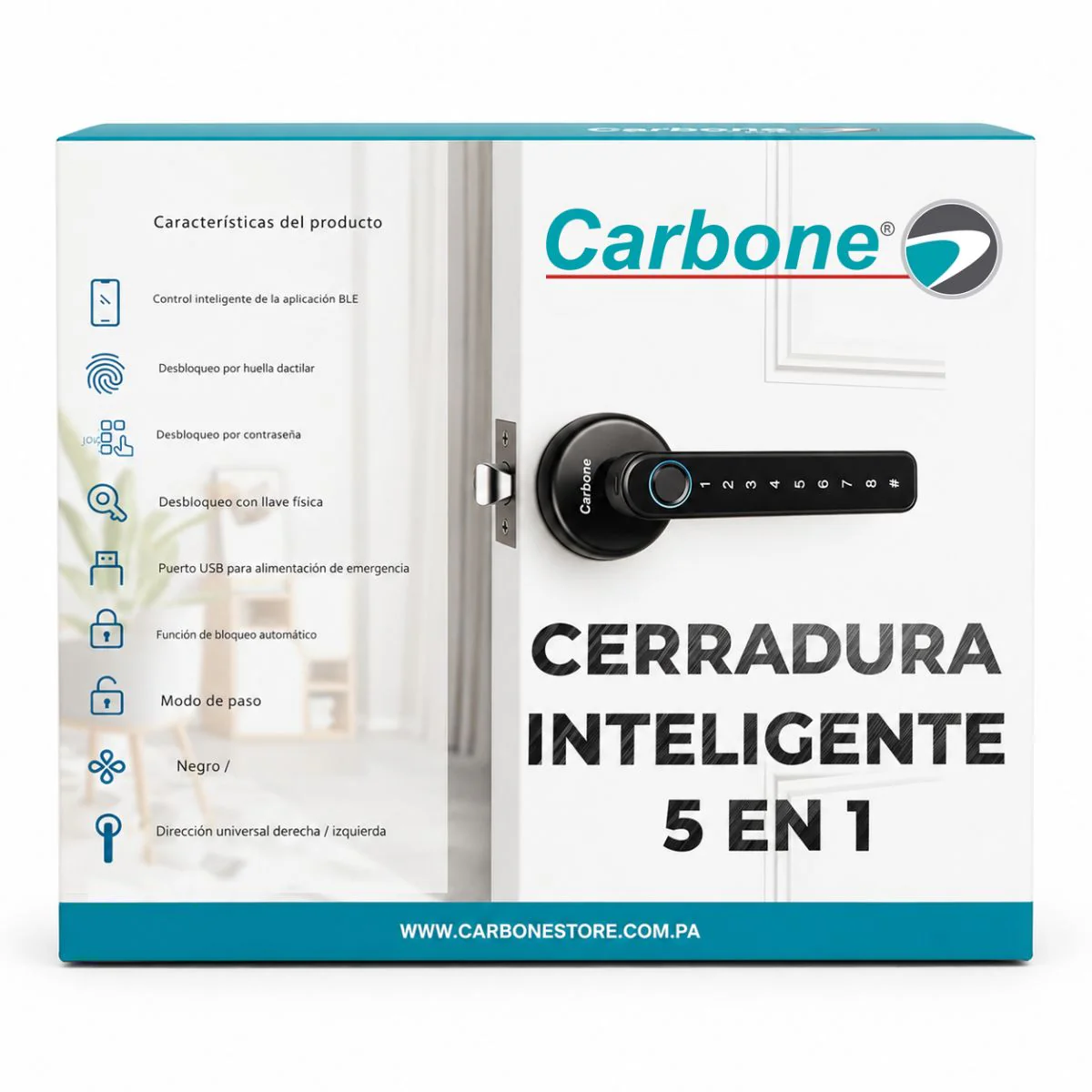 Cerradura Inteligente Manija De Puerta Cerrojo Smart Lock 5 En 1 Llave Huella Tarjeta Contraseña Tuya App Fácil De Instalar - Image 6