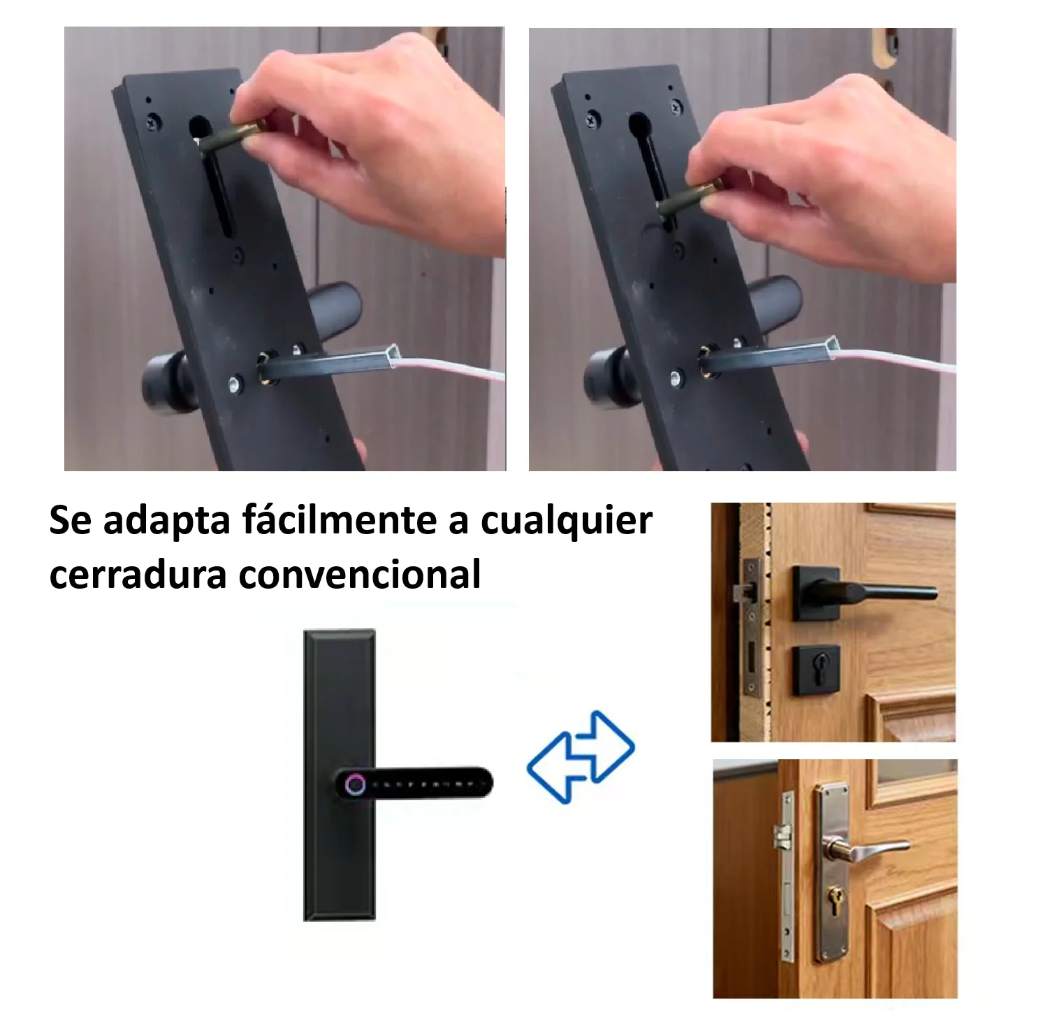 Cerradura Inteligente Para Puertas Interiores 5 En 1 Llave Huella Contraseña App Instalación Sencilla Reemplazo Directo Sin Modificaciones. - Image 2