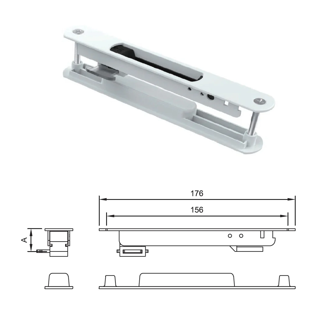 Cerradura Manual Cierre Embutido De Doble Cara Para Ventanas Upvc Y Aluminio Color Blanco