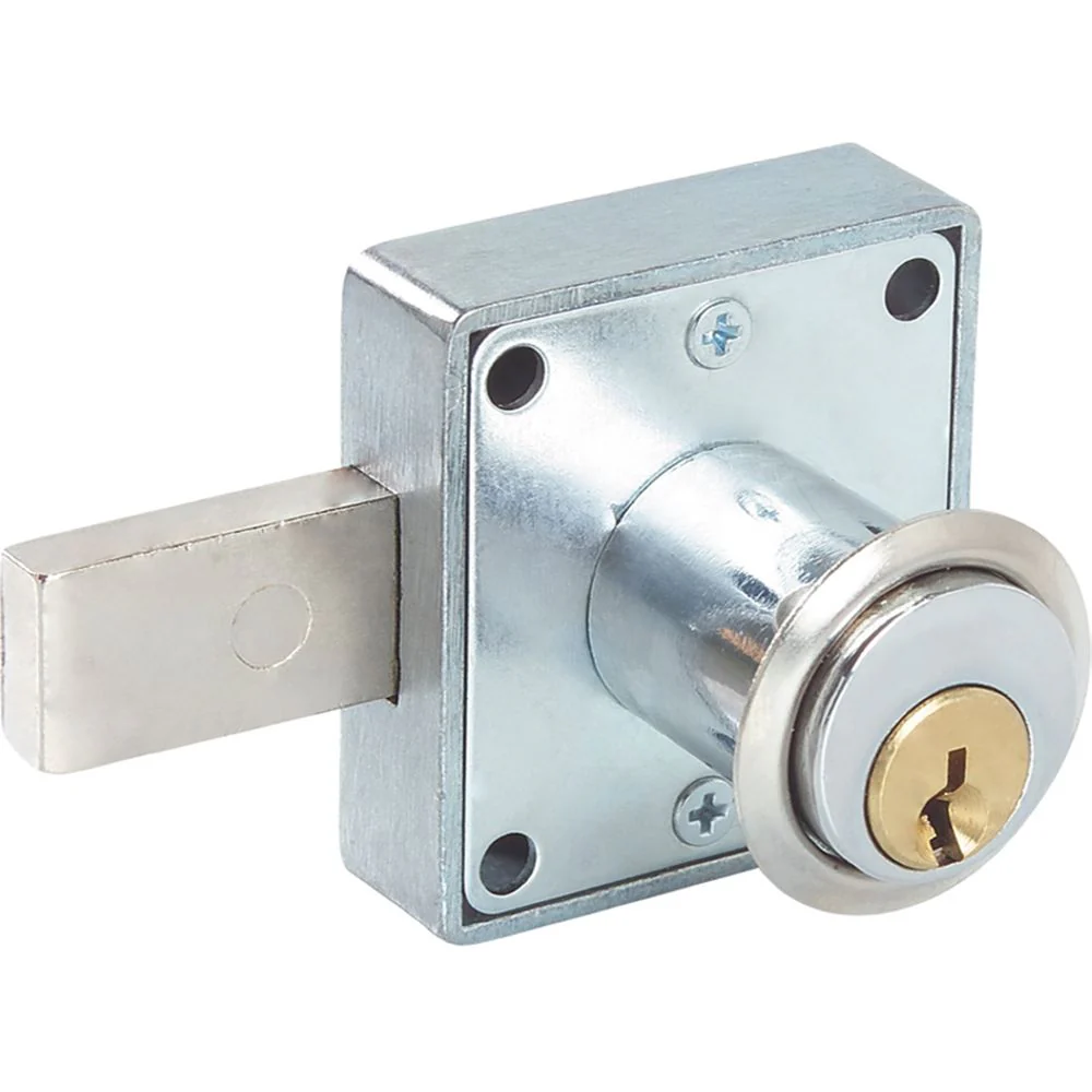 Cerradura Mueble Cuadrad Cilindro Corto Cromo Brillante Lock - Image 2