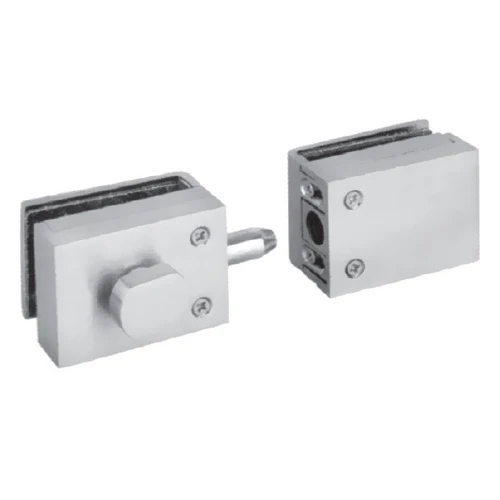 Cerradura Sin Llaves (Pasador) P/Puertas Dobles. No Req Perforacion En Vidrio 8 A 12 Mm. Brillante