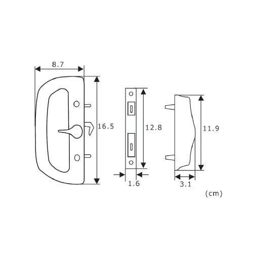 Cerradura-Tirador Blanco Para Puertas Correderas De Aluminio. Con Cilindro Y 2 Llaves. - Image 2
