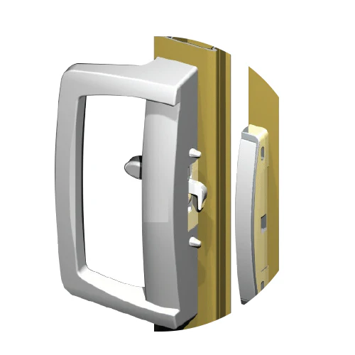 Cerradura-Tirador Blanco Para Puertas Correderas De Aluminio. Con Cilindro Y 2 Llaves. - Image 3