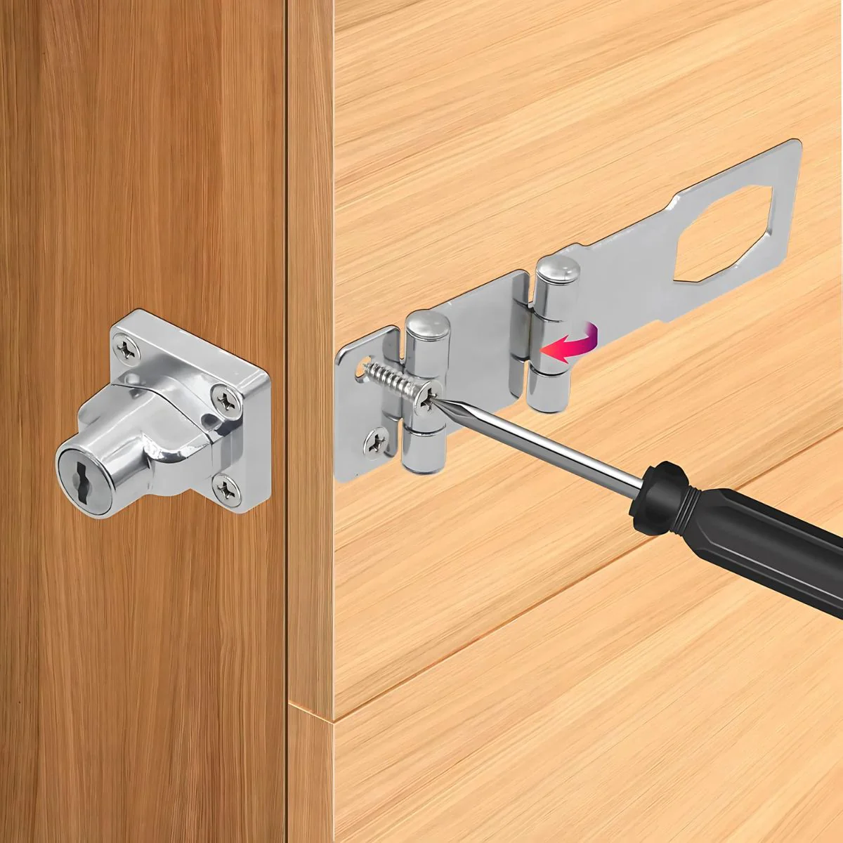 Cerrojo Con Cerradura Y Llave Para Puertas Y Cajones.  Cerradura De Gabinete De Doble Bisagra.Tipo Aldaba - Image 5