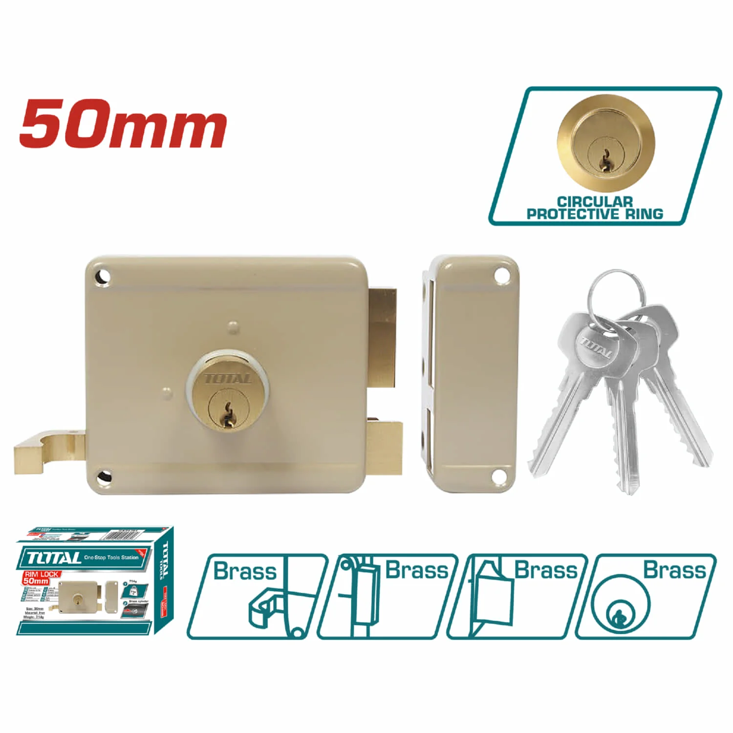 Cerradura De Sobreponer Para Puertas De Madera. Derecha De 50Mm