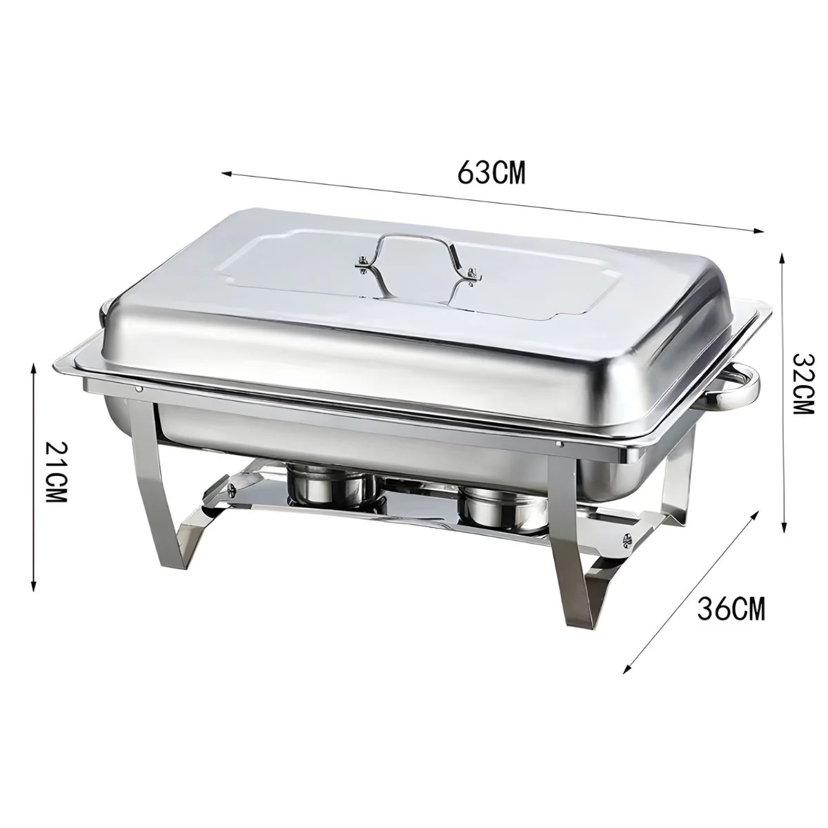 Chafing Dish Rectangular De Acero Inoxidable De Un Compartimiento Calentamiento Por Alcohol Para Hoteles, Restaurantes, Buffets, Catering. - Image 4