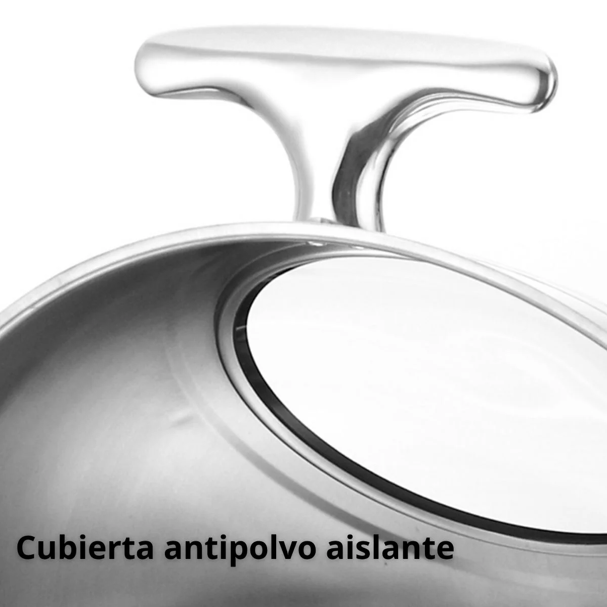 Chafing Dish Redondo De Acero Inoxidable Engrosado Con Tapa Abatible Completa 18X18x19” (46X46x49cm) Con Calentador De Alcohol Para Hoteles, Restaurantes, Buffets, Catering. 6 Litros - Image 3