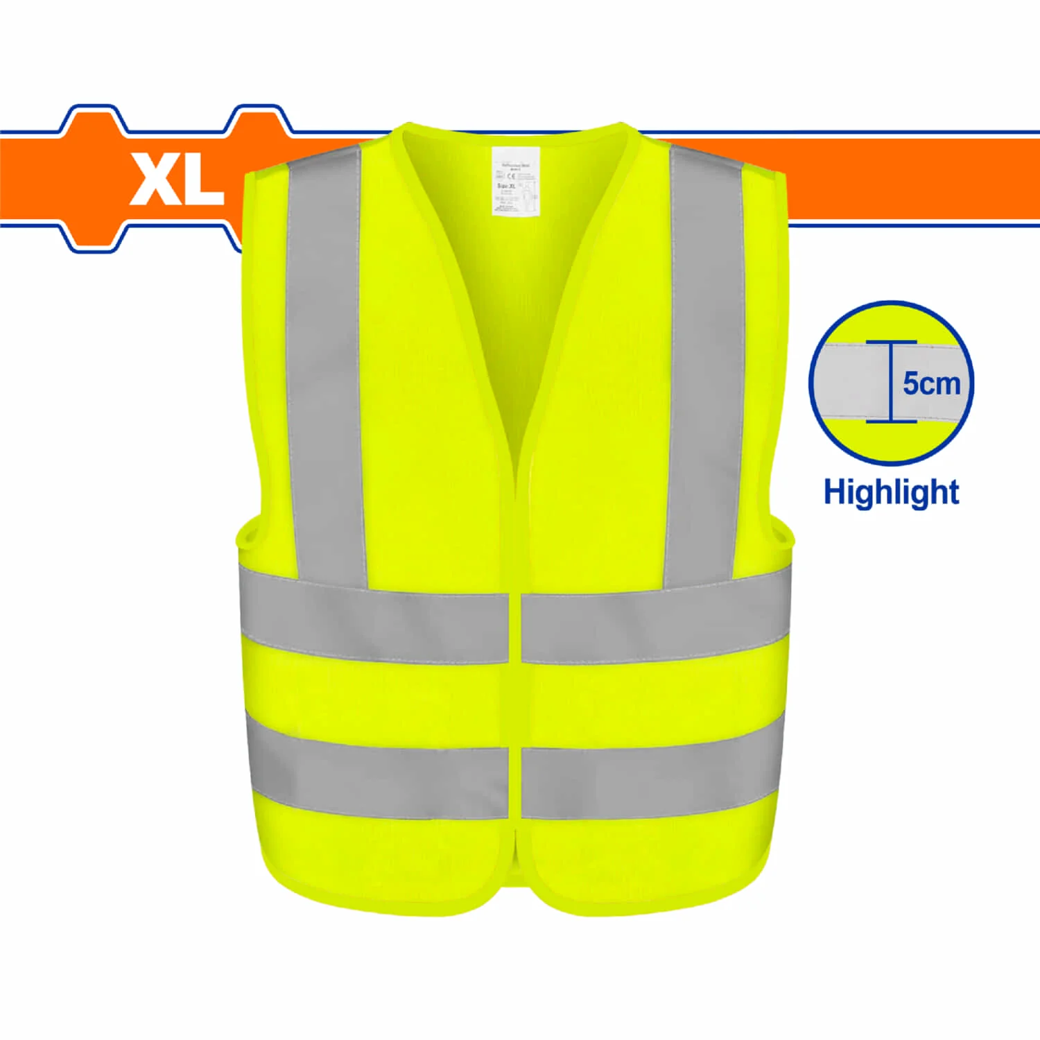 Chaleco Reflectivo Con Banda De Seguridad Amarillo. Ancho De La Tira:5Cm. Poliéster. Talla XL.