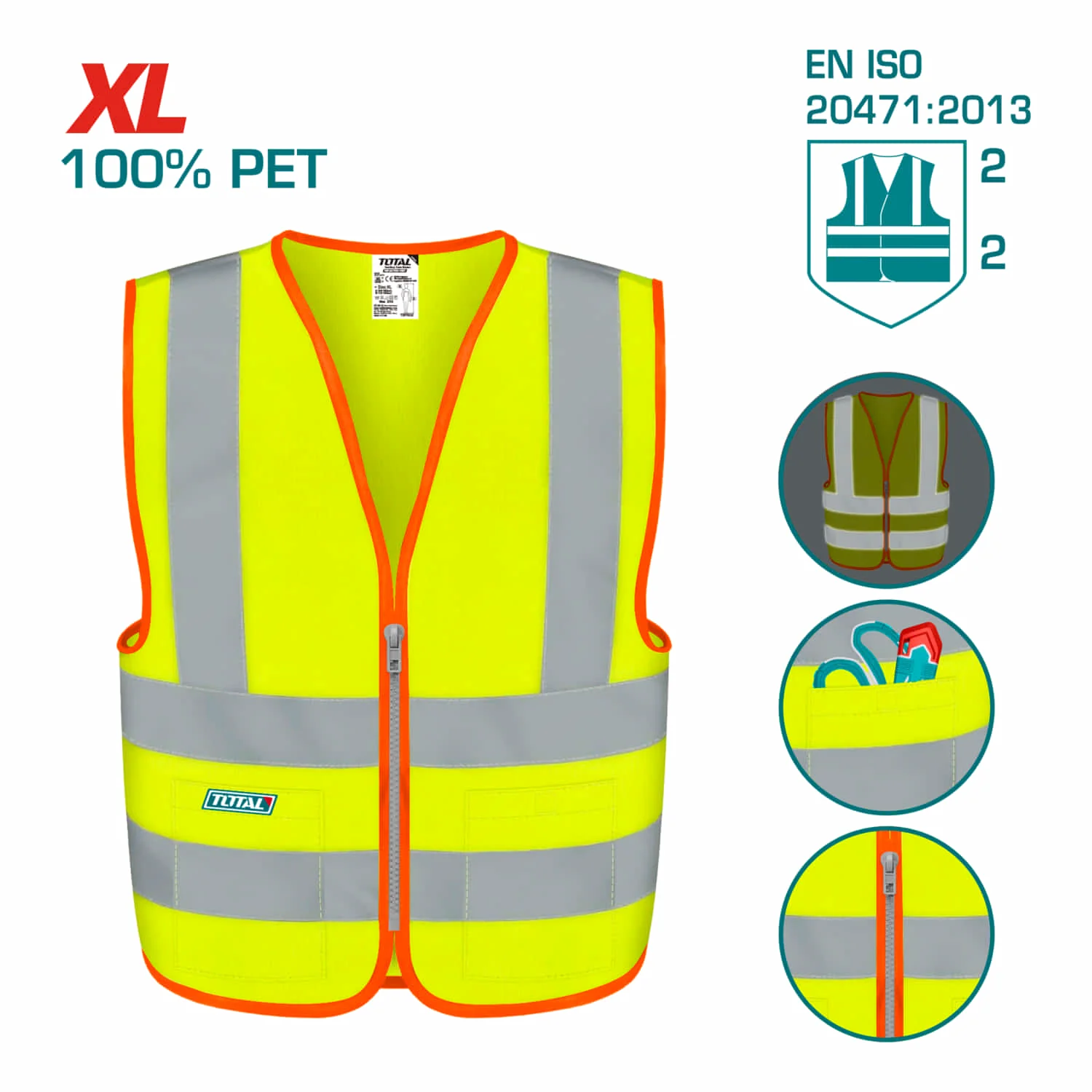 Chaleco Reflectivo De Seguridad Amarillo. Talla XL. - Image 2