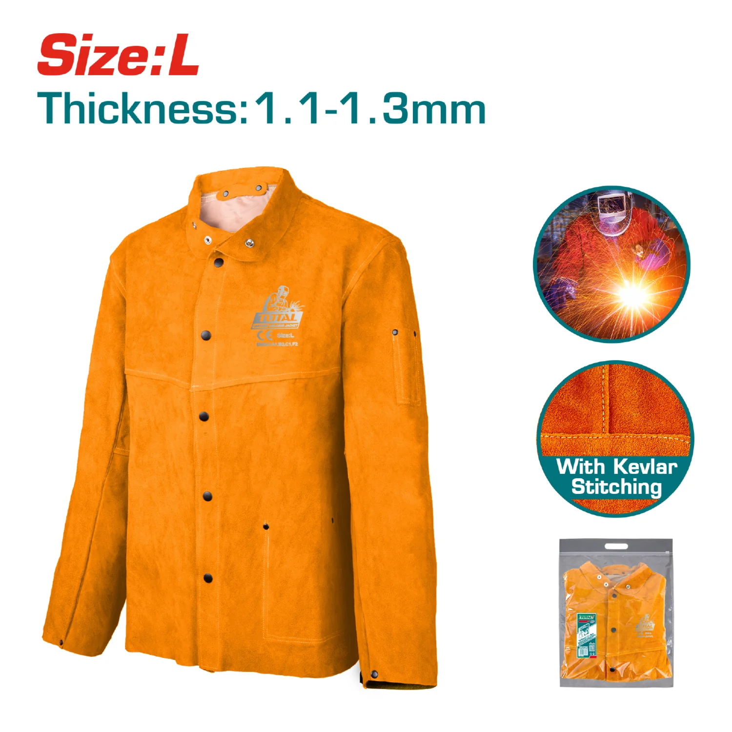 Chaqueta De Soldador Resistente A Las Llamas. Talla L. 1.0-1.3Mm. - Image 2