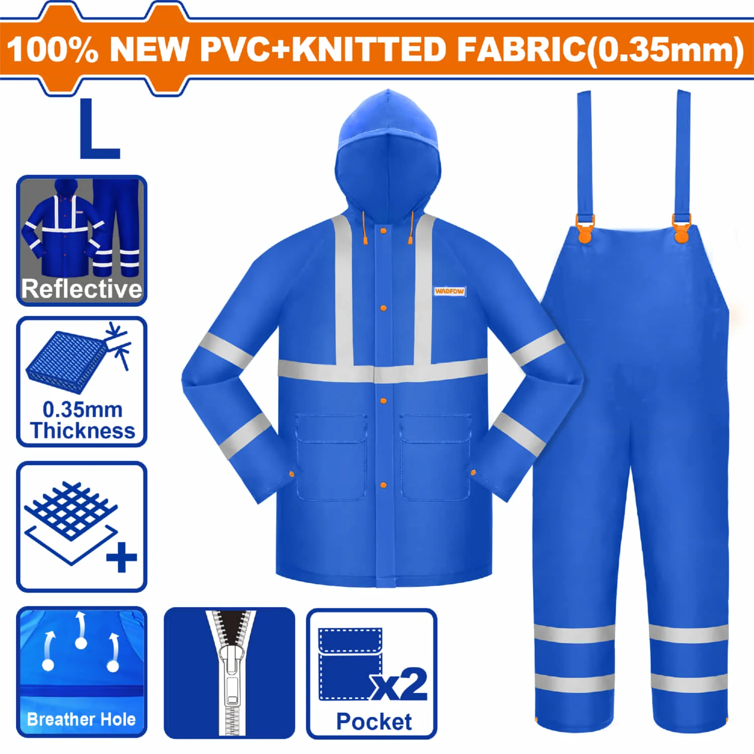 Chaquetas Y Overoles Para Lluvia En Set. 100%PVC. Espesor 0.35Mm. Impermeable. Con Líneas Reflectivas. - Image 2