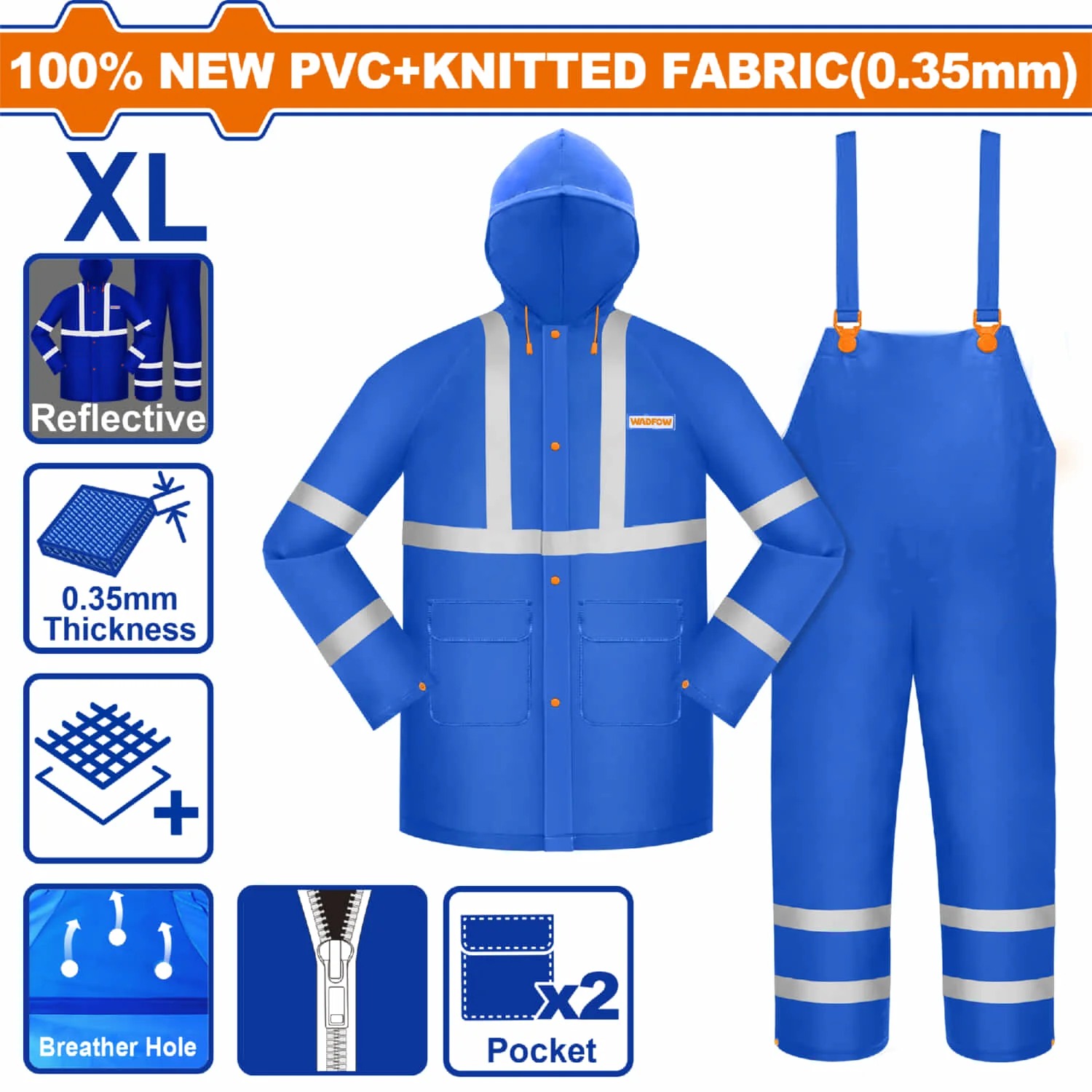 Chaquetas Y Overoles Para Lluvia En Set. 100%PVC. Espesor 0.35Mm. Impermeable. Con Líneas Reflectivas. - Image 3