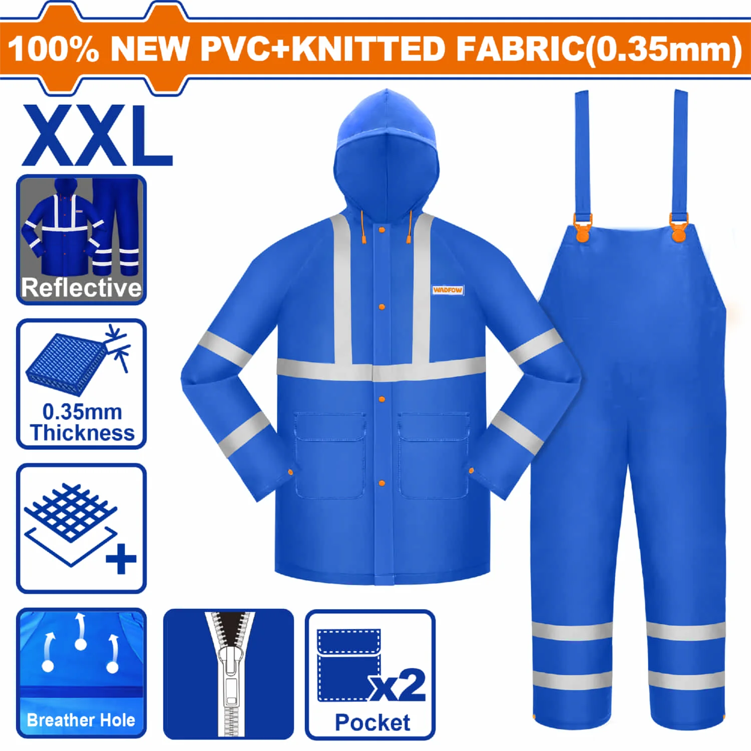 Chaquetas Y Overoles Para Lluvia En Set. 100%PVC. Espesor 0.35Mm. Impermeable. Con Líneas Reflectivas. - Image 4