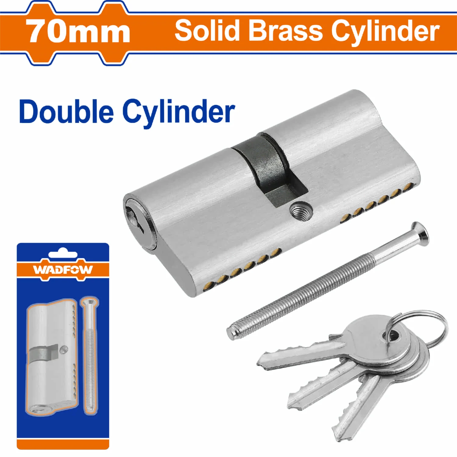 Cilindro Cerradura De Doble Cilindro 70Mm Niquel Satinado. Grosor De Puerta: 35-50 Mm. Incluye 3 Llaves. Cerradura Cilindro Europea.