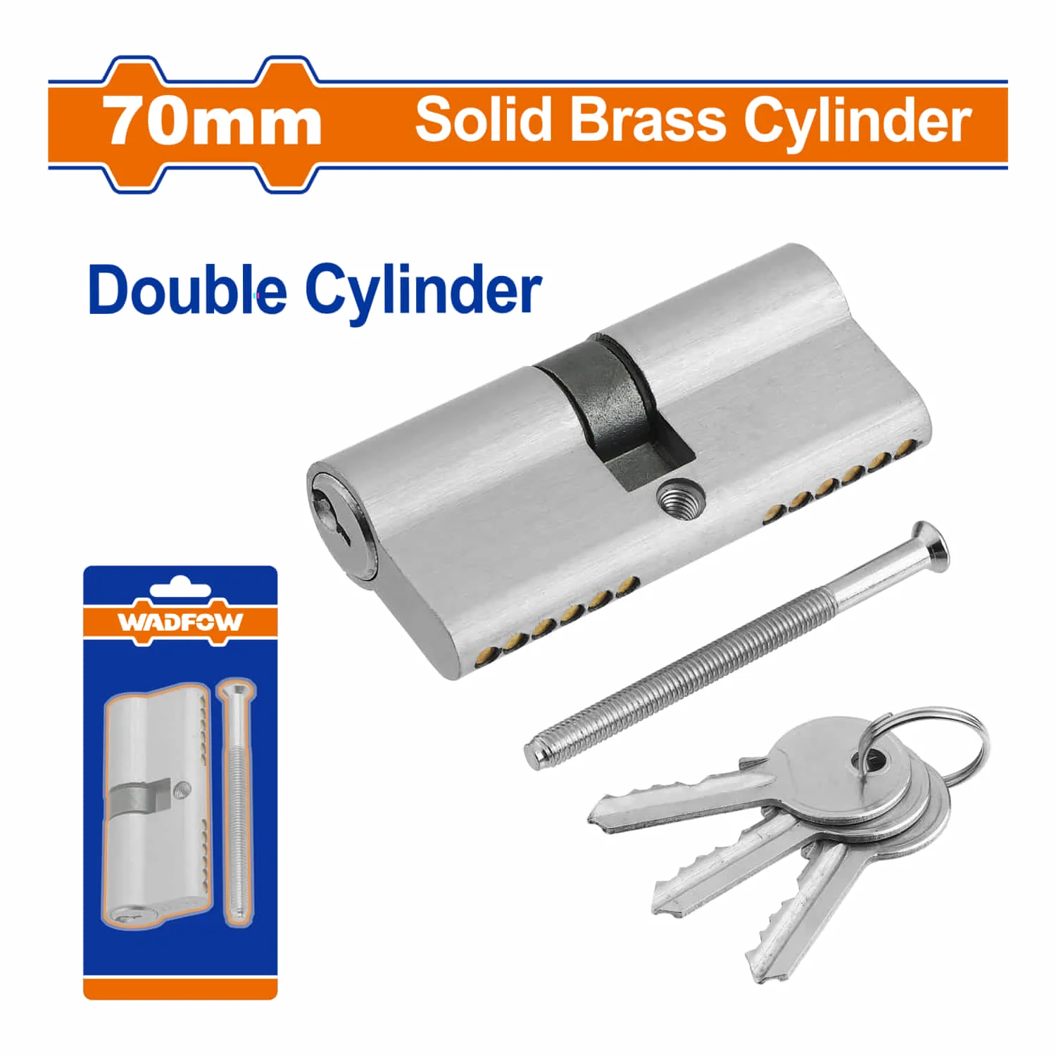 Cilindro Cerradura De Doble Cilindro 70Mm Niquel Satinado. Grosor De Puerta: 35-50 Mm. Incluye 3 Llaves. Cerradura Cilindro Europea. - Image 2