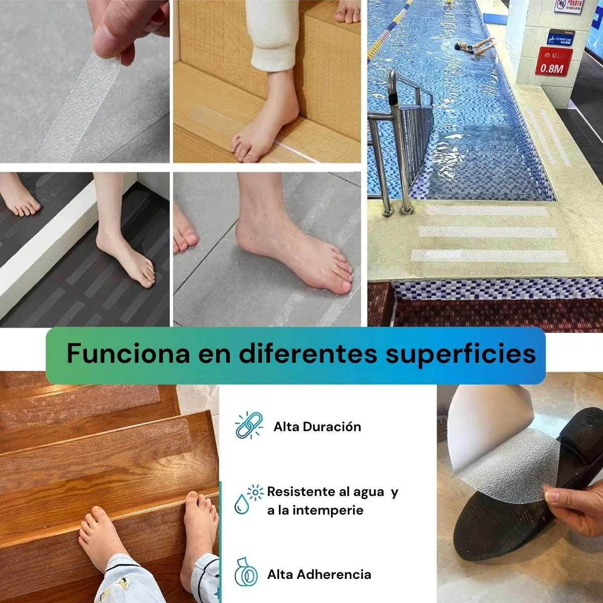 Cinta Antideslizante Antiderrapante Transparente Adhesiva Impermeable De Seguridad 5Cm X 5M Para Pisos - Image 2
