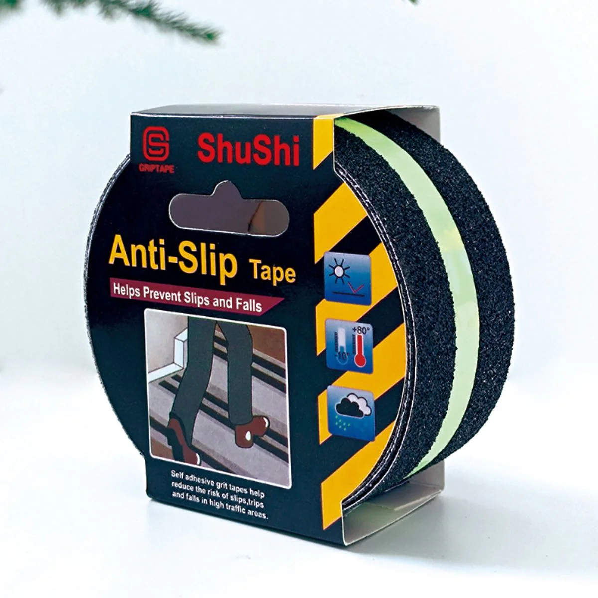 Cinta Antideslizante Fluorescente Luminosa (5 Metros). Cinta De Seguridad Adhesiva Para Escaleras Y Pisos Con Brillo. Tape De 2".