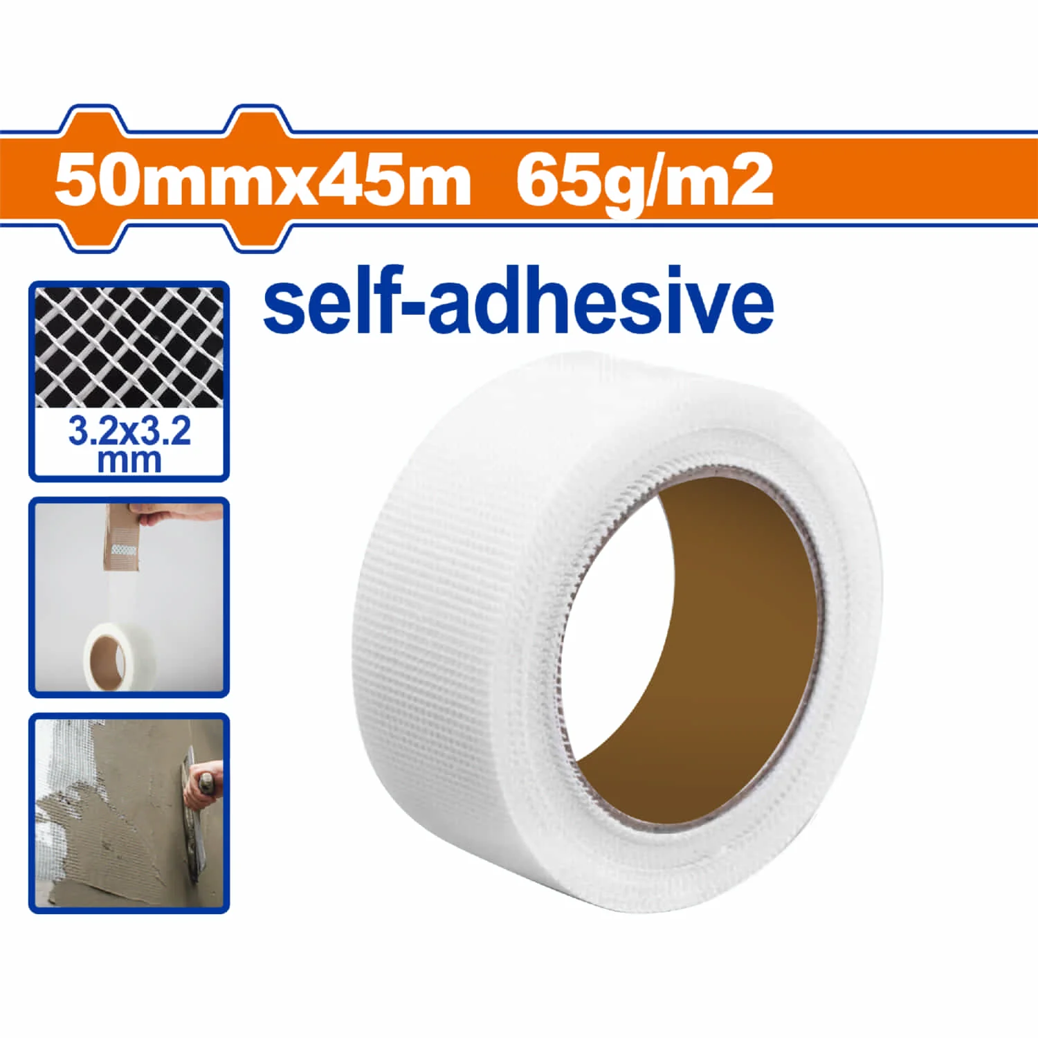 Cinta Autoadhesiva Malla De Fibra De Vidrio Para Trabajos De Gypsum Y Juntas De Adhesión. 50Mmx45m 65G/M2