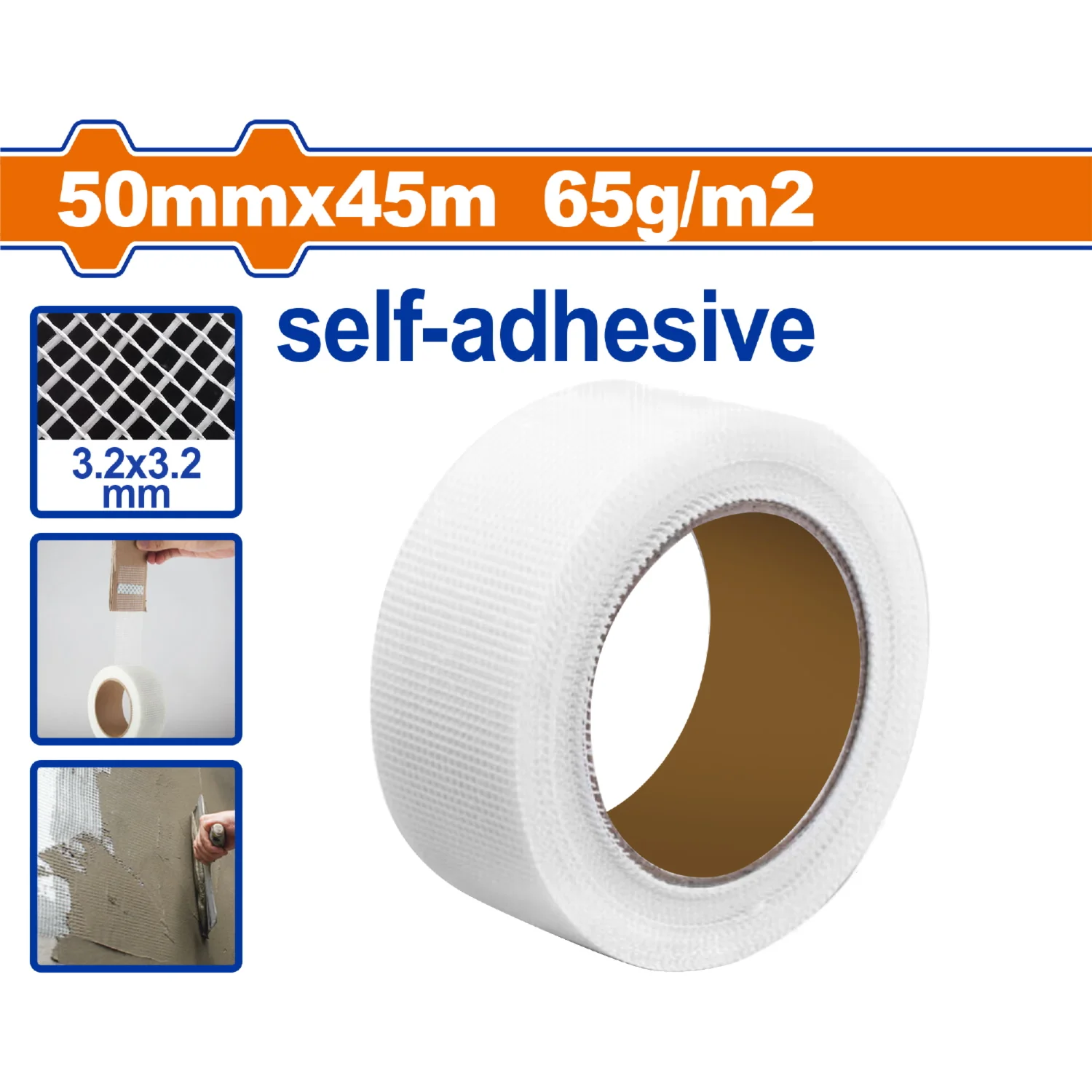 Cinta Autoadhesiva Malla De Fibra De Vidrio Para Trabajos De Gypsum Y Juntas De Adhesión. 50Mmx45m 65G/M2 - Image 2