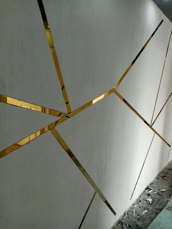 Cinta De Acero Inoxidable Gold Brillante Tira Autoadhesiva Decorativa Delgada 2 Cm X 5M Largo  Para Marmol PCV - Image 6