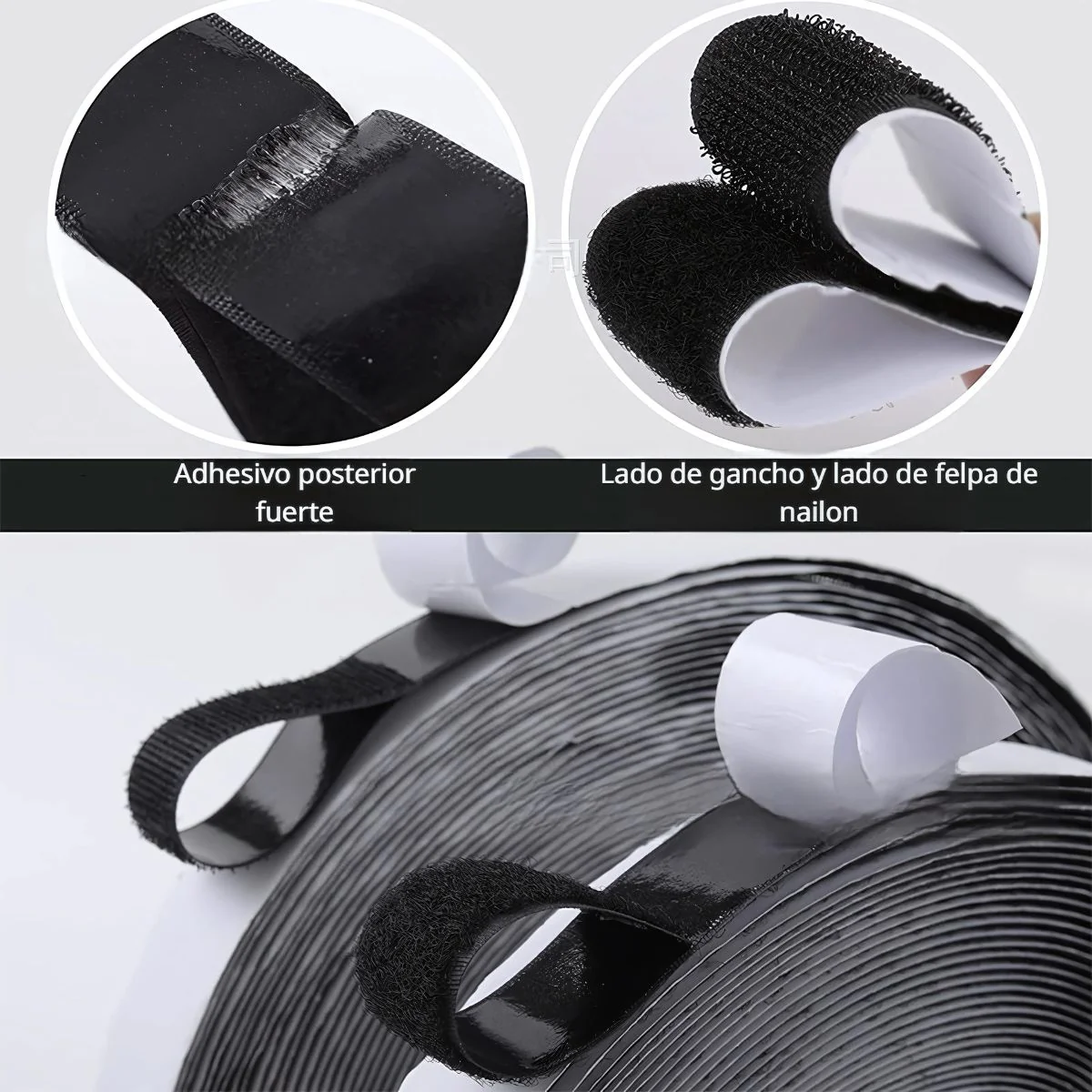 Cinta De Velcro Adhesiva Cierre Mágico De Fijación Reutilizable. Felpa Autoadhesiva 2.5Cm×9M (Color Blanco). - Image 3