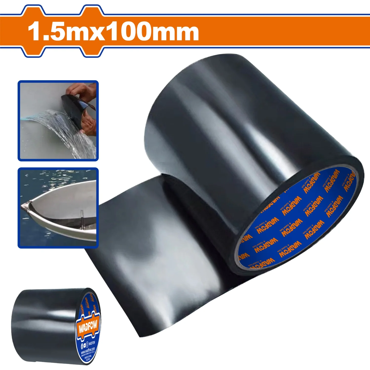 Cinta Tapagoteras Impermeable Super Fuerte. Negro 1.5Mx100mm. Waterproof. Ideal Para Sellar Y Tapar Goteras. - Image 2