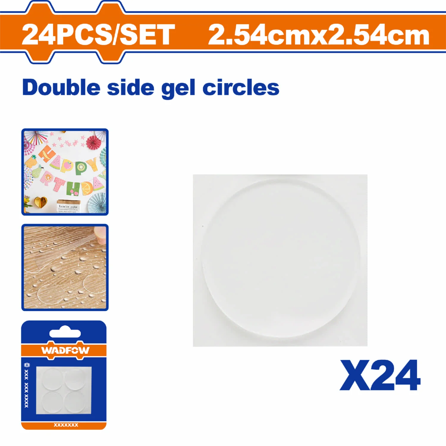 Circulos De Gel Doble Contacto Nano Adhesivo 2.54Cmx2.54Cm Set 24 Piezas. Almohadillas Adhesivas.