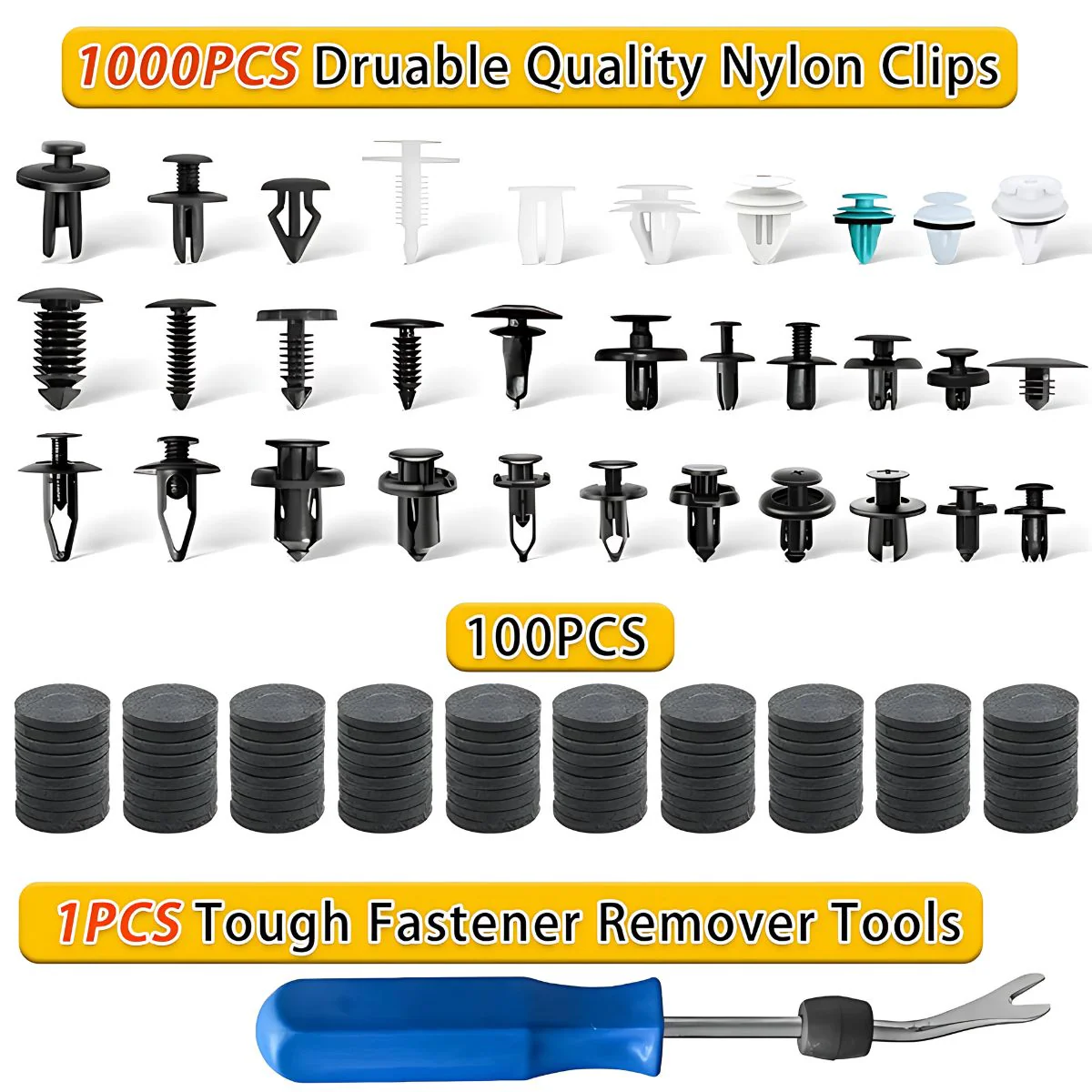 Clips De Retención A Presión Automóvil Remaches Plástico Sujetadores De Carros (Surtidos). Kit Set De 1000 Piezas. - Image 2