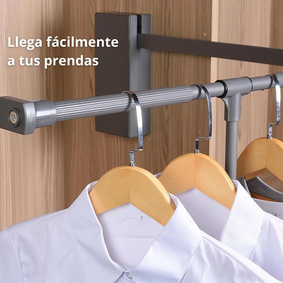 Closet Tubo Con Sistema De Elevación Ajustable 70-93Cm (27.5”-36”). Color Negro Barra De Ropa Abatible Con Doble Buffer - Image 2