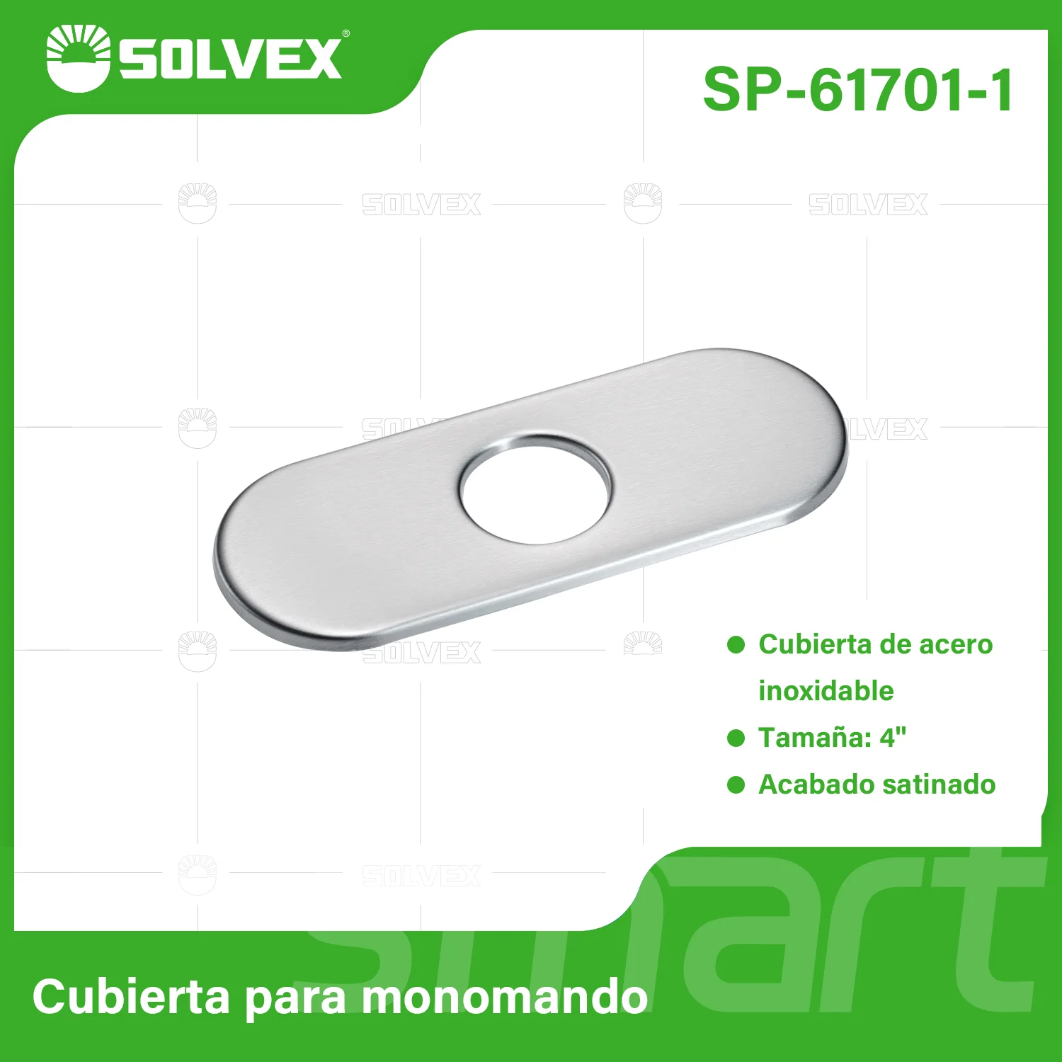 Cobertor Para Llave De Fregador 4". Placa Para Grifo De Acero Inoxidable. Acabado Satinado.