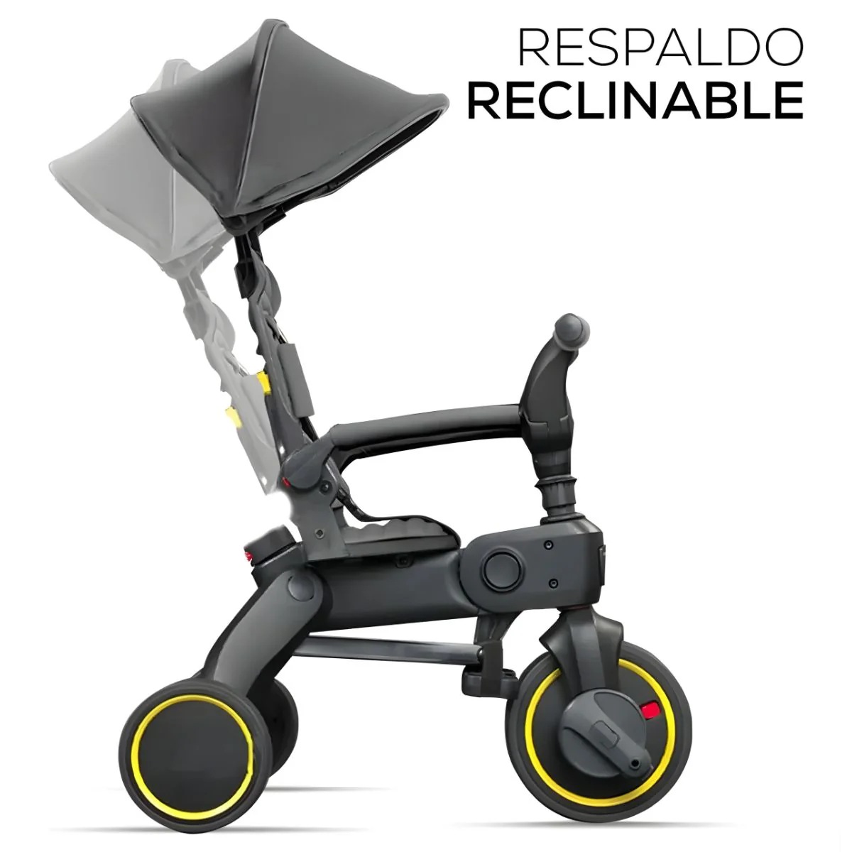 Coche Triciclo Plegable Para Bebé Con Bolsa Y Reposabrazos Acolchado. Color Gris. Cochecito Para Niños. - Image 4